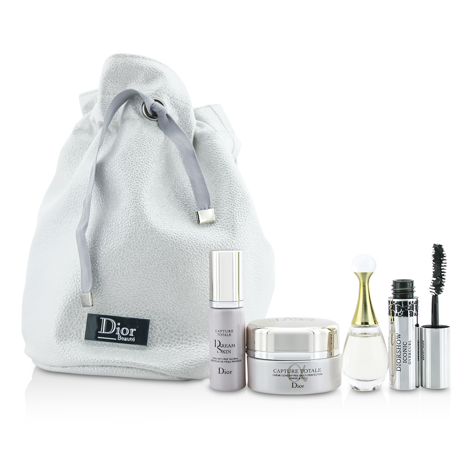 Christian Dior Travel Set: Capture Totale Cream 15ml + Dreamskin 7ml + J'Adore EDP 5ml + Mascara 4ml + Bag 4pcs+1bag