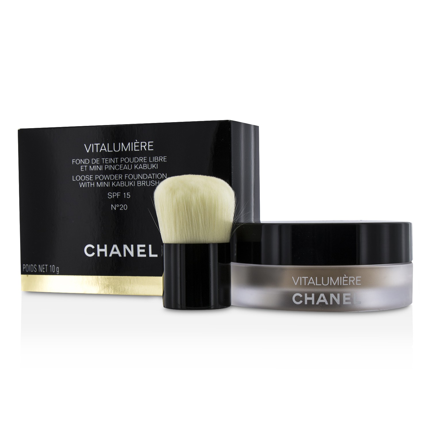 Chanel Vitalumiere Loose Powder Foundation SPF15 med mini kabukibørste 10g/0.35oz