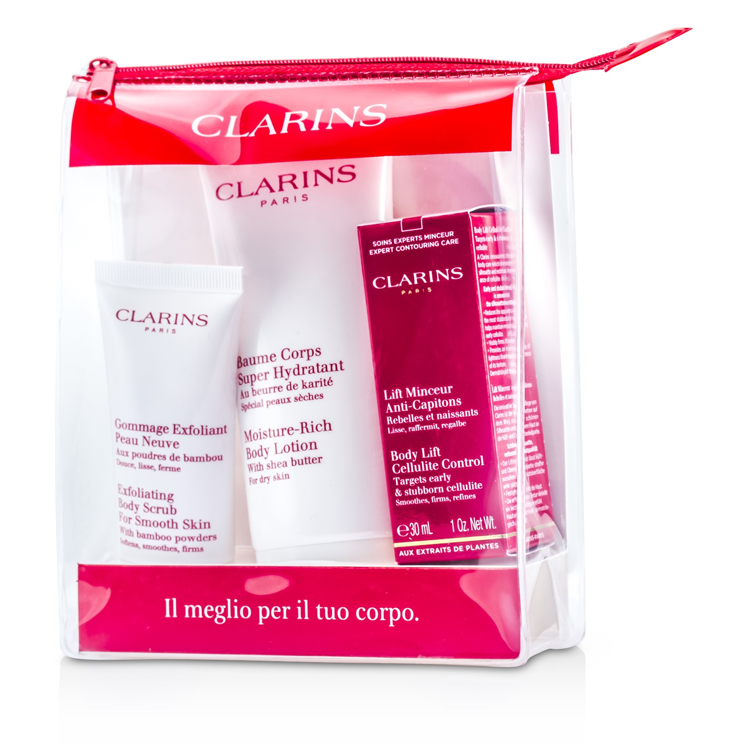 Clarins Travel Set: losion za tijelo 100ml + Cellulite Control 30ml + piling za tijelo 30ml 3pcs