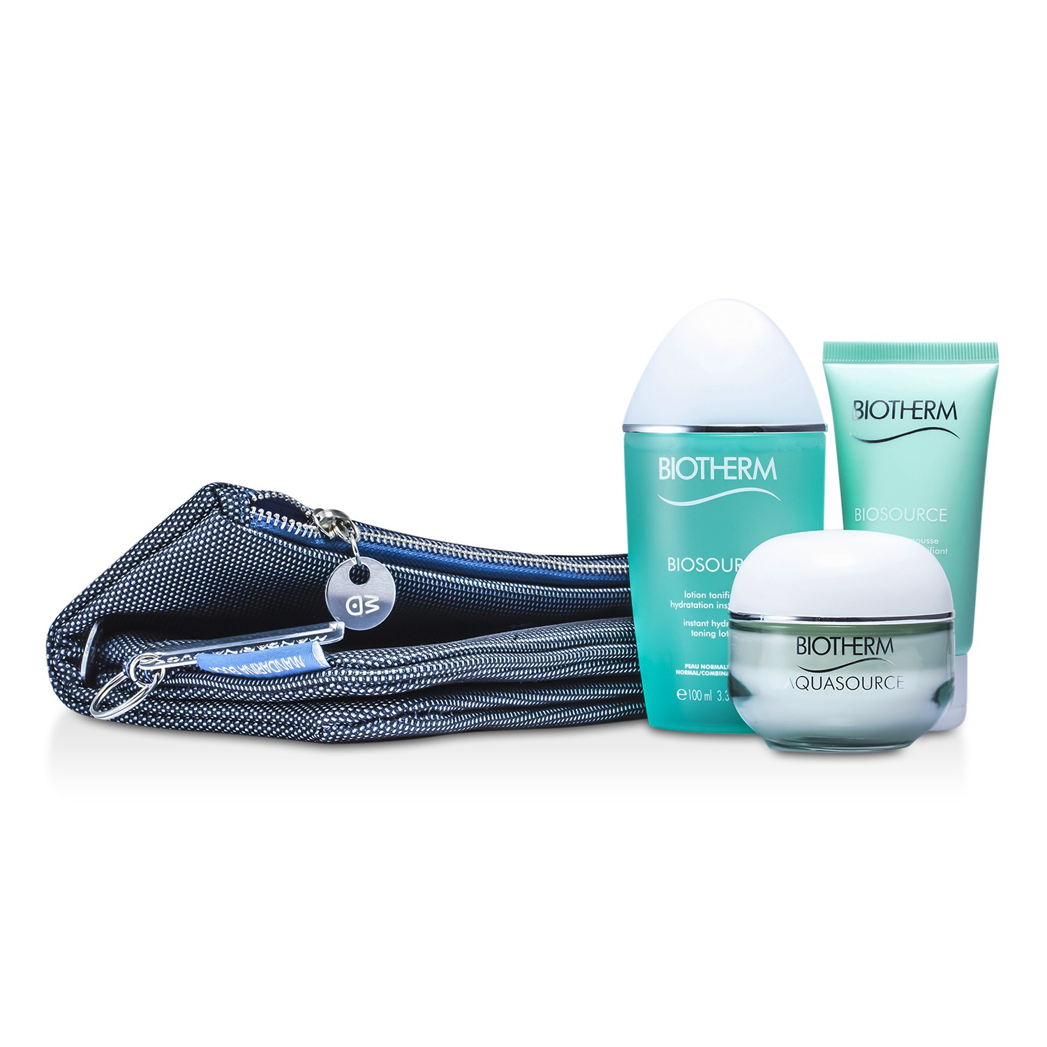 Biotherm Set Aquasource: Aquasource Crema 50ml + Biosource Limpiador Hidra-Tonificante 50ml + Biosource Loción Tonificante 100ml + Bolso 3pcs+1bag