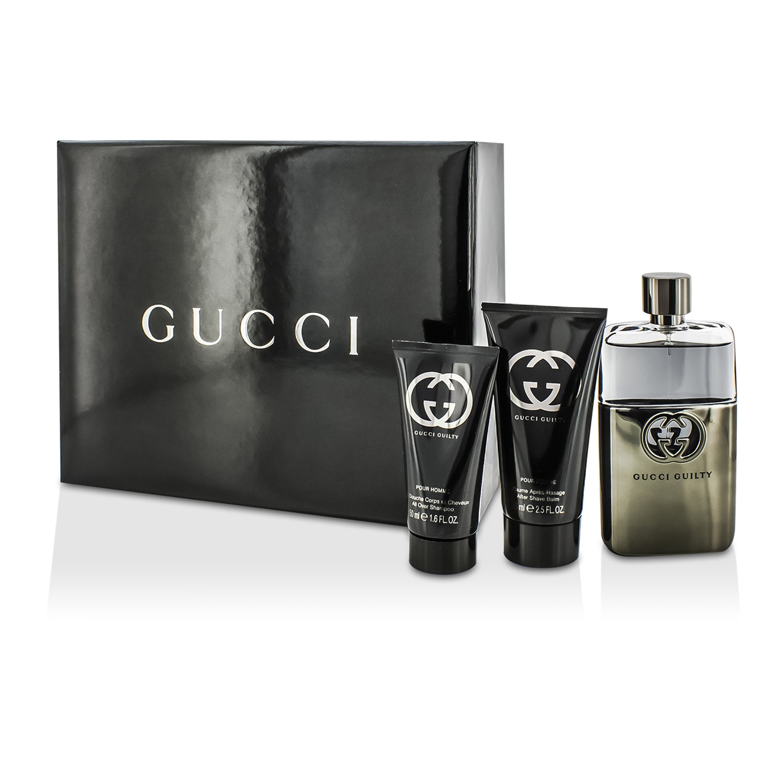 Gucci Guilty Pour Homme Coffret: Eau De Toilette Spray 90ml/3oz + After Shave Balm 75ml/2.5oz + All Over Shampoo 50ml/1.6oz 3pcs