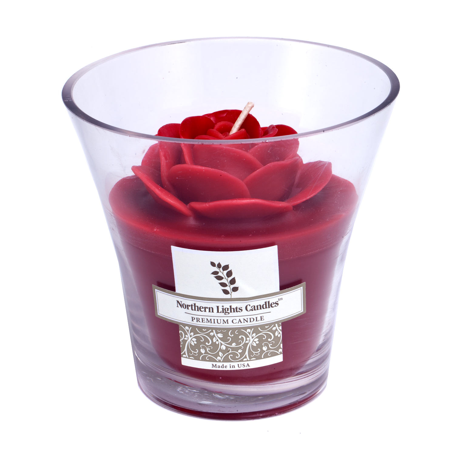 Northern Lights Candles Vela Premium en Envase Floral - Red Rose 5 inch