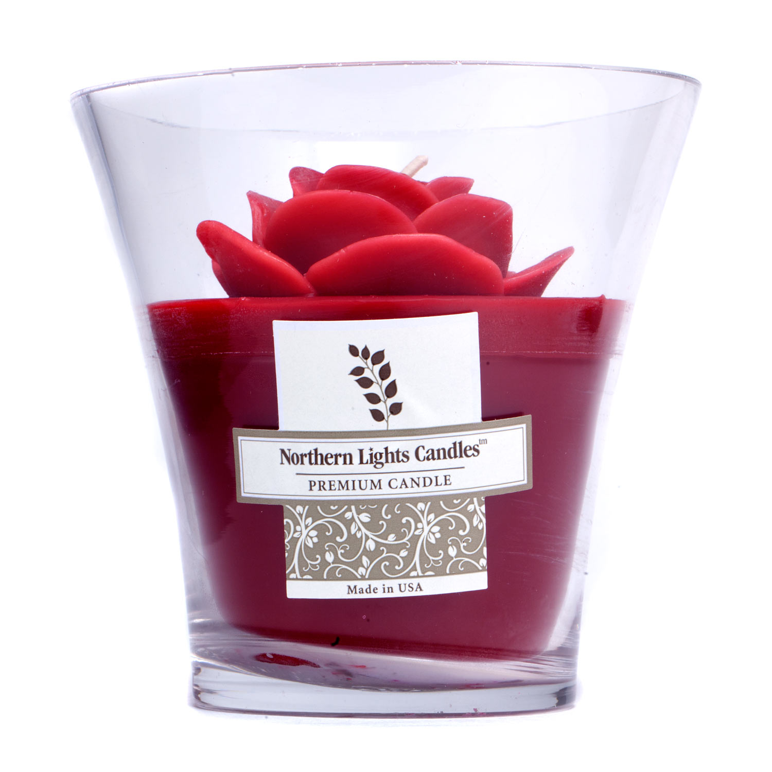 Northern Lights Candles Vela Premium en Envase Floral - Red Rose 5 inch