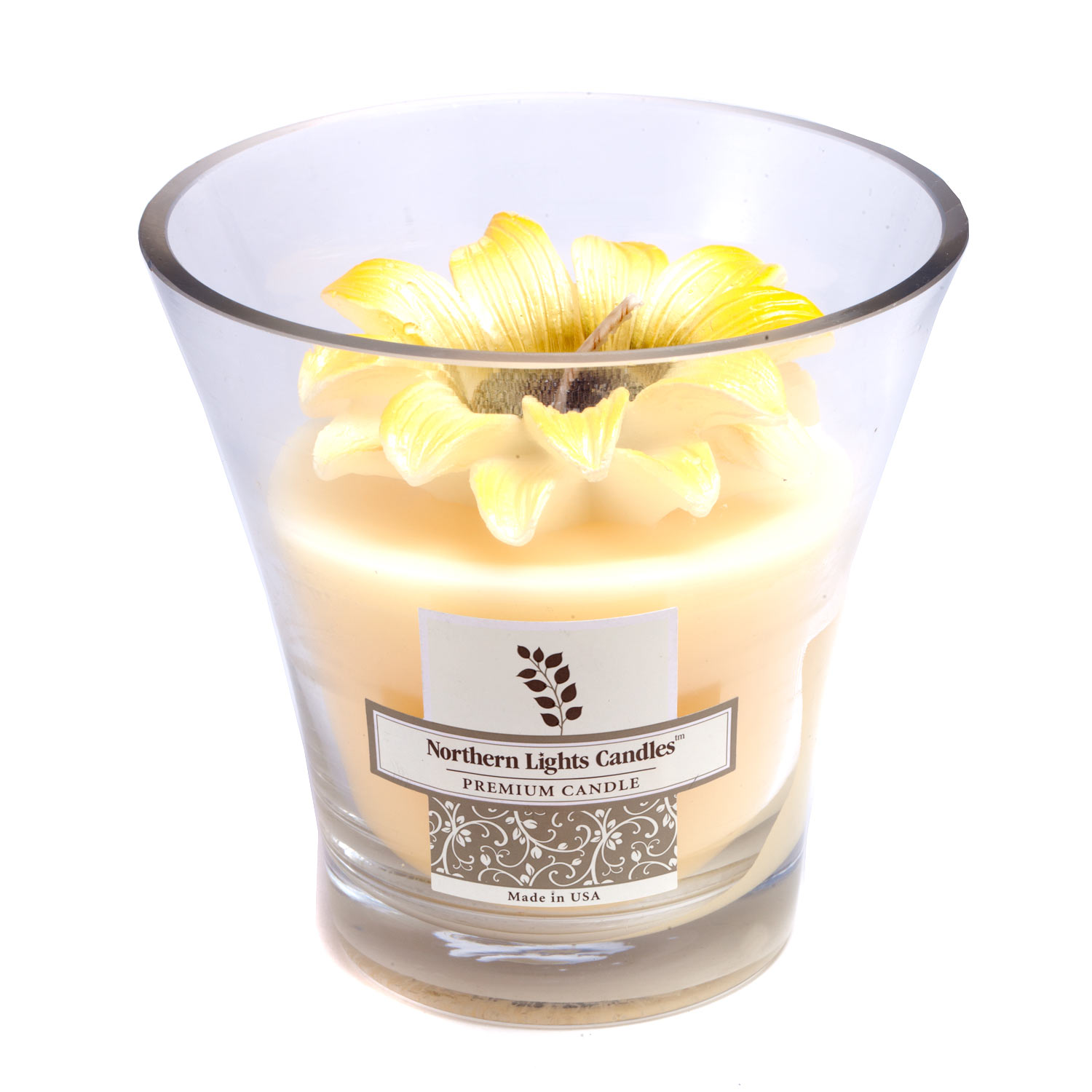 Northern Lights Candles Vela Premium en Envase Floral - Yellow Big Daisy 5 inch