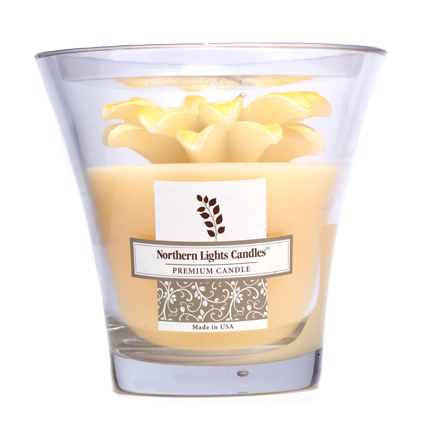 Northern Lights Candles Vela Premium en Envase Floral - Yellow Big Daisy 5 inch