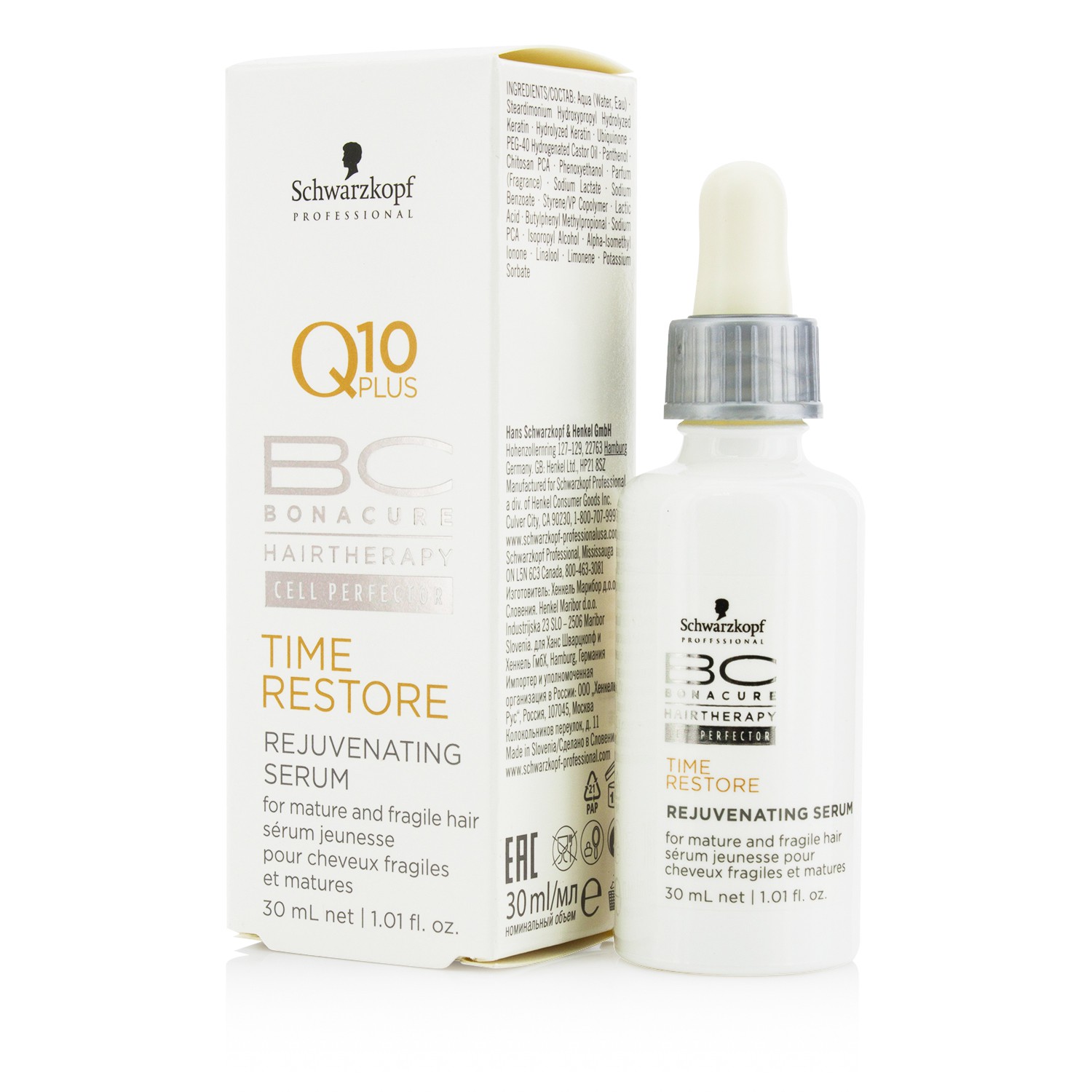 Schwarzkopf سيروم مجدد لاستعادة الشعر BC Time Restore Q10(للشعر الناضج والهش) 30ml/1.01oz