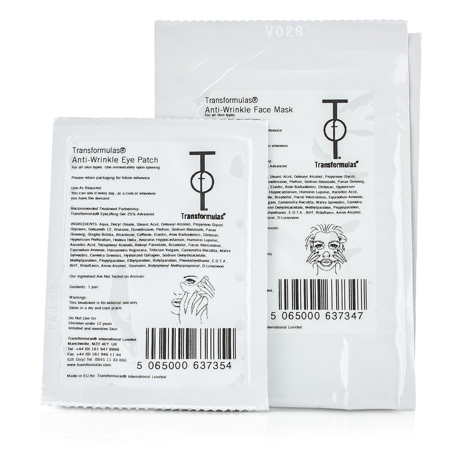 Transformulas Wrinkle Defence Mask And Patch Kit: 1x Facial Mask, 1x Eye Patches 2pcs