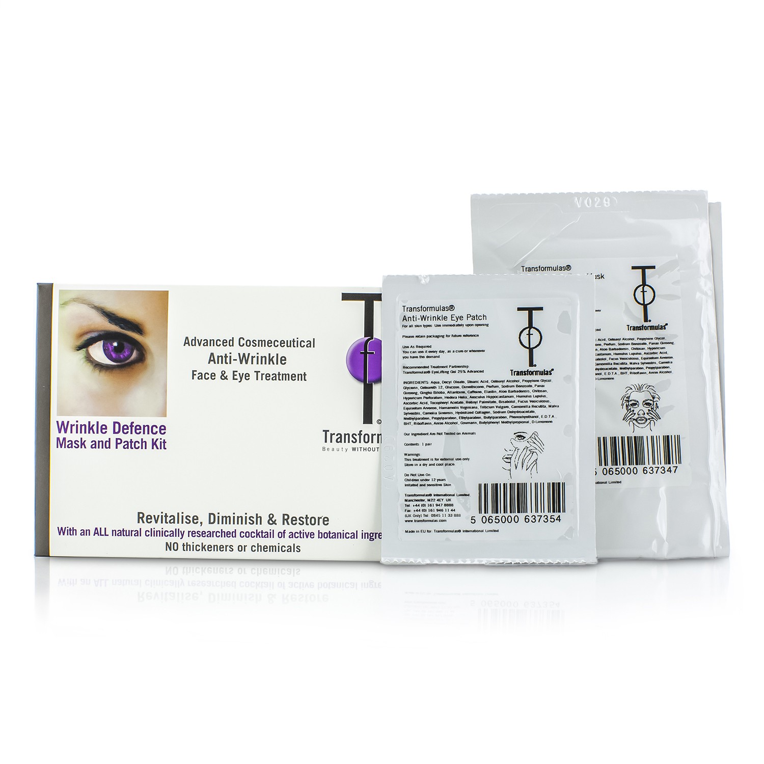 Transformulas Wrinkle Defence Mask And Patch Kit: 1x Facial Mask, 1x Eye Patches 2pcs