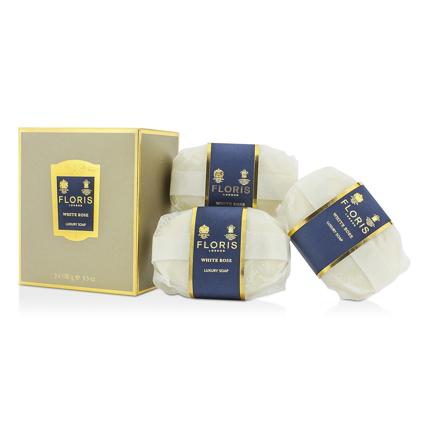 Floris صابون فاخر White Rose 3x100g/3.5oz