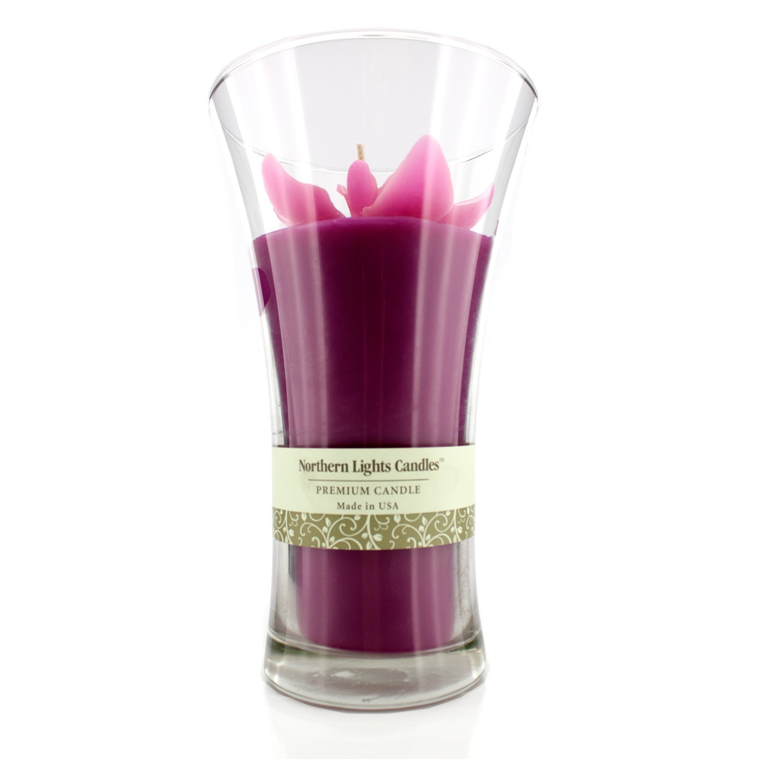 Northern Lights Candles Floral Vase Premium Candle - Pink Orchid 5 inch