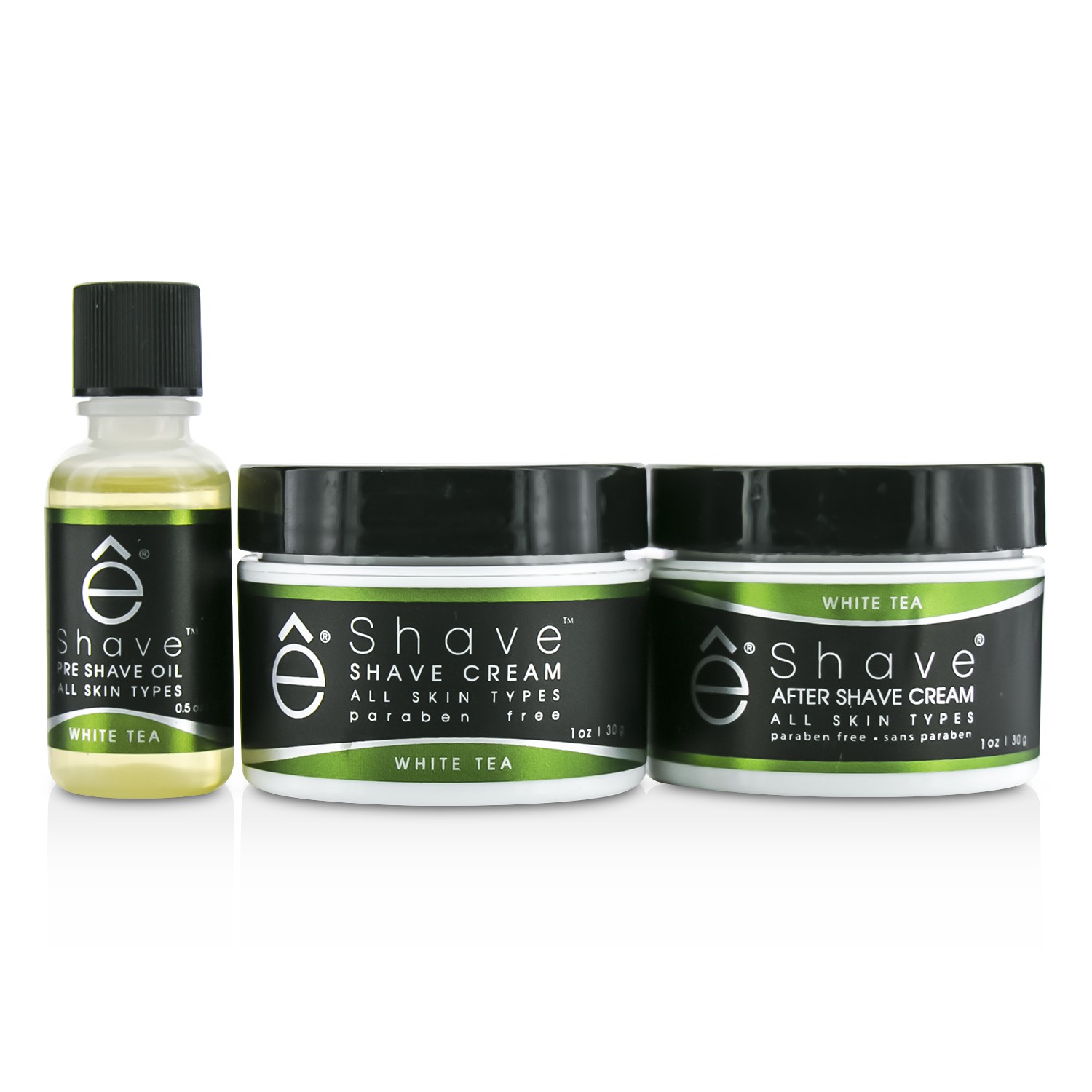 EShave On The Go Travel Kit (White Tea): Shave Cream 30g + After Shave Soother 30g + Pre Shave Oil 15g +TSA Bag 3pcs+1bag