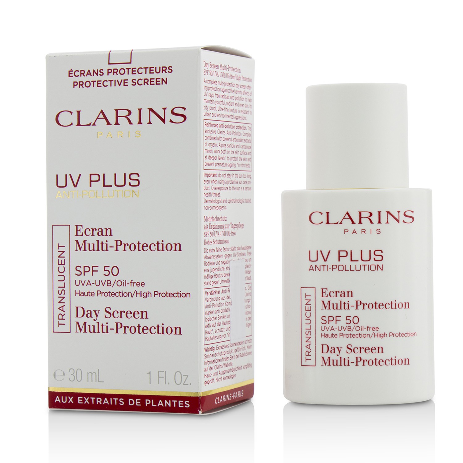 Clarins 克蘭詩 (嬌韻詩) 輕呼吸全效UV隔離露SPF50 透明色 UV Plus Anti-Pollution Day Screen Multi-Protection SPF 50 30ml/1oz