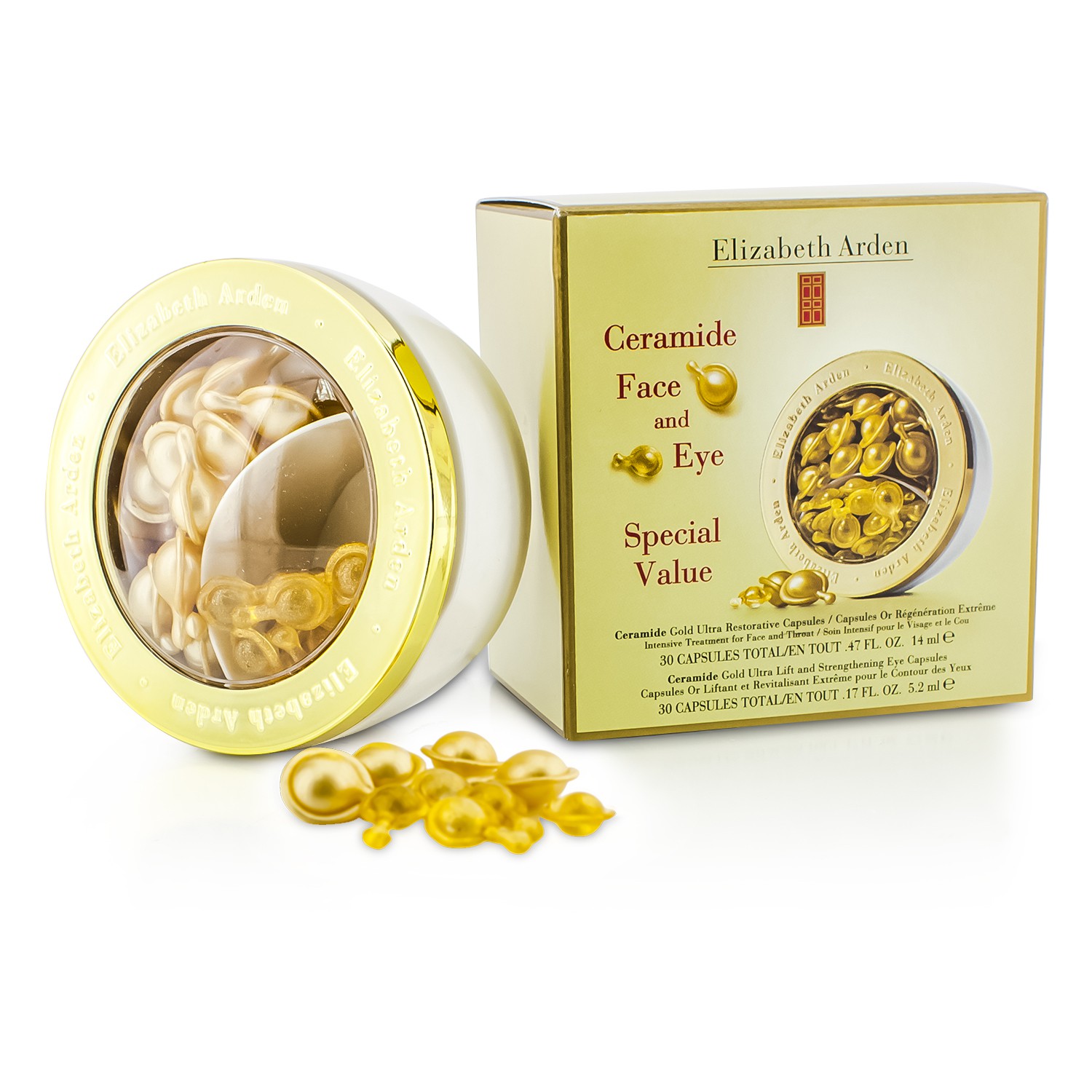 Elizabeth Arden Ceramide Gold Ultra Restorative Capsules & Strengthening Eye Capsules 2x30 Capsules