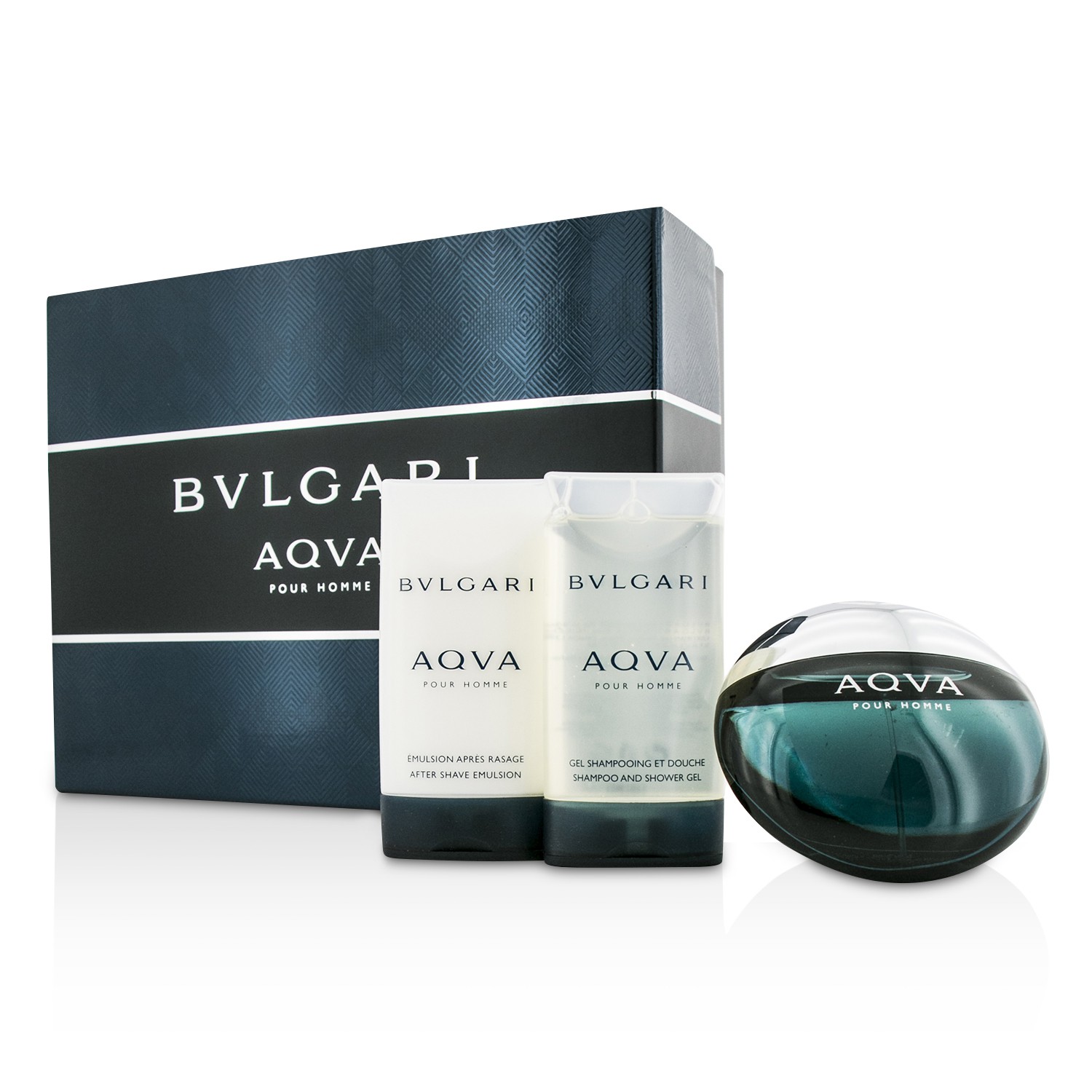 ブルガリ Bvlgari Aqva Pour Homme Coffret: Eau De Toilette Spray 50ml/1.7oz + After Shave Emulsion 75ml/2.5oz + Shower Gel 75ml/2.5oz 3pcs