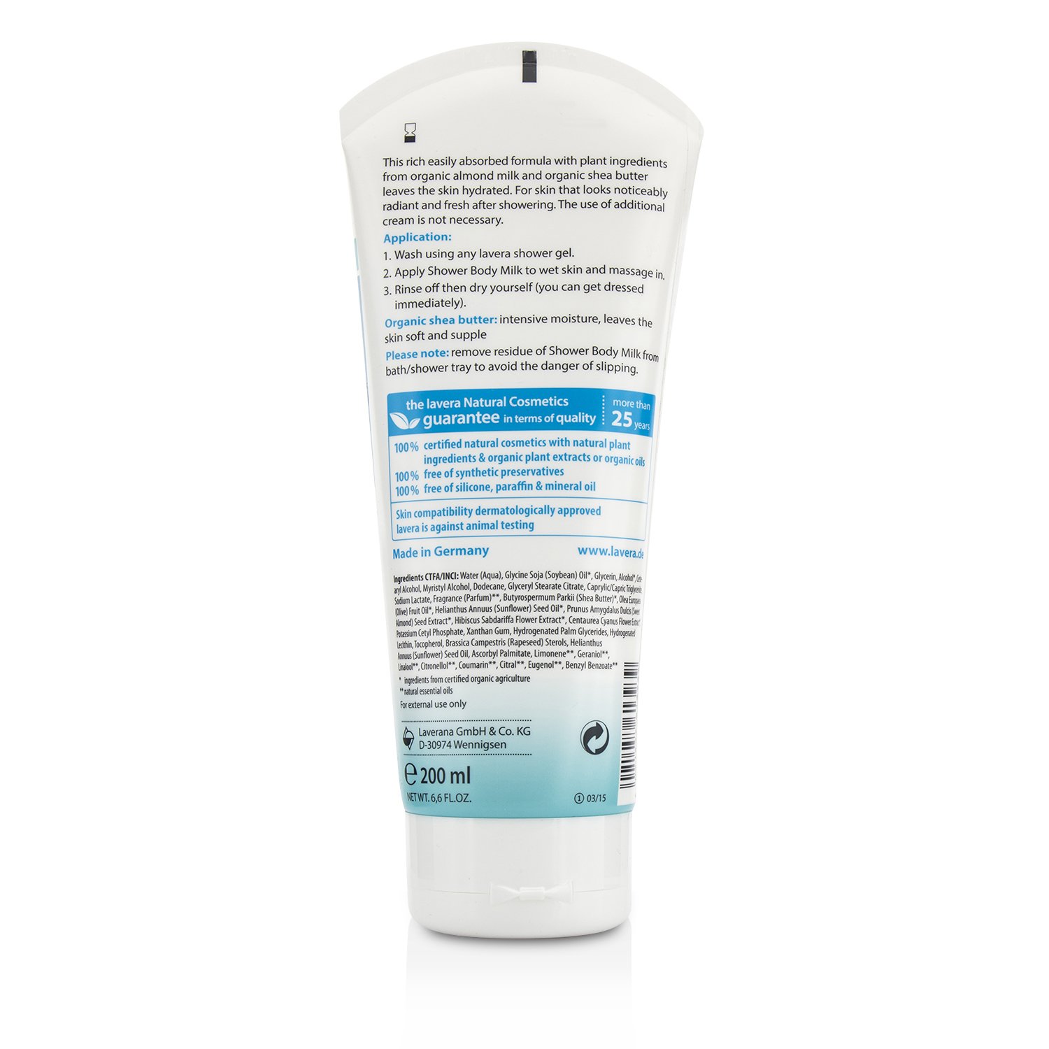 Lavera 萊唯德 舒敏植萃修護 滋潤沐浴乳Basis Sensitiv Shower Body Milk 200ml/6.6oz