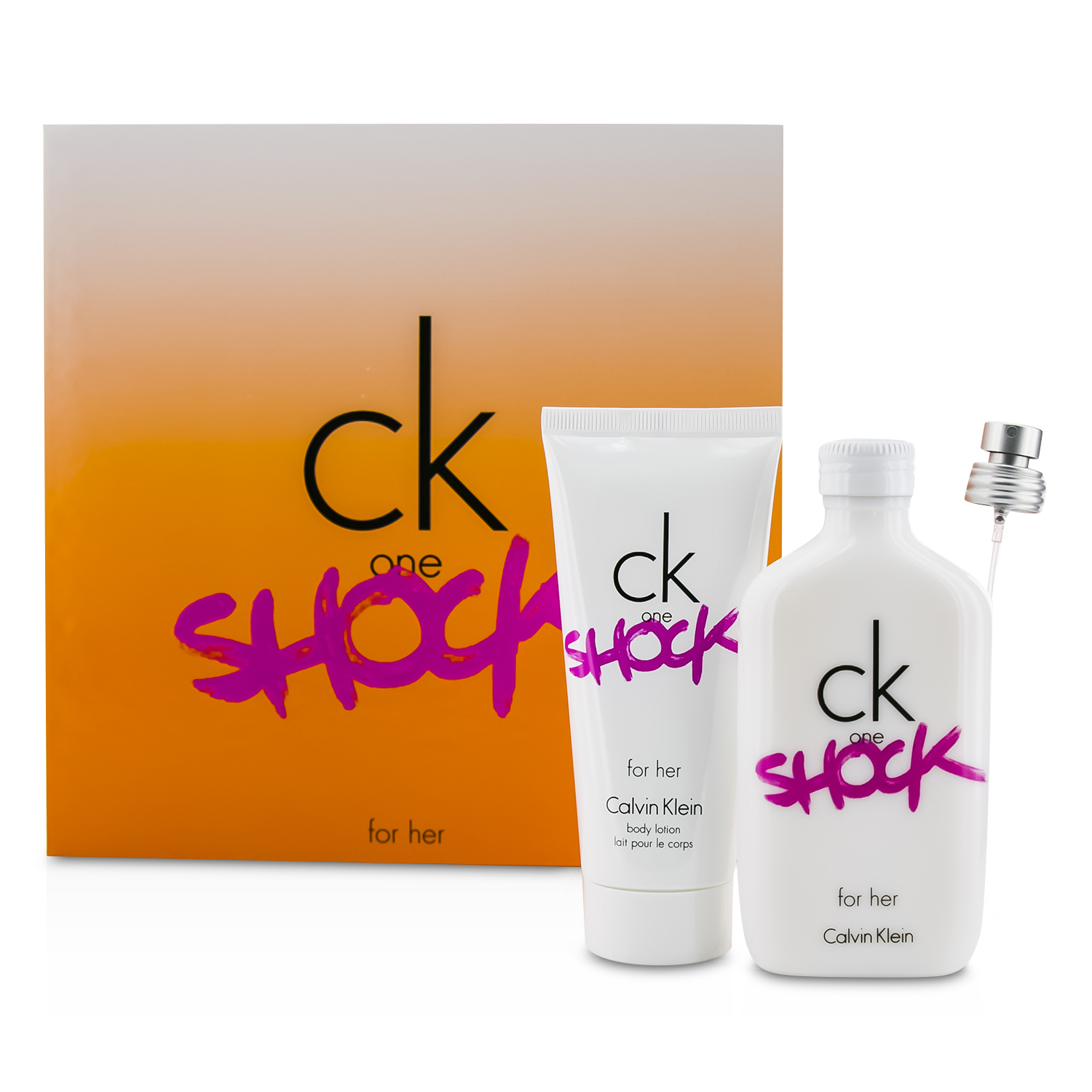 Calvin Klein CK One Shock For Her Coffret: Eau De Toilette Spray 100ml/3.4oz + Body Lotion 100ml/3.4oz 2pcs