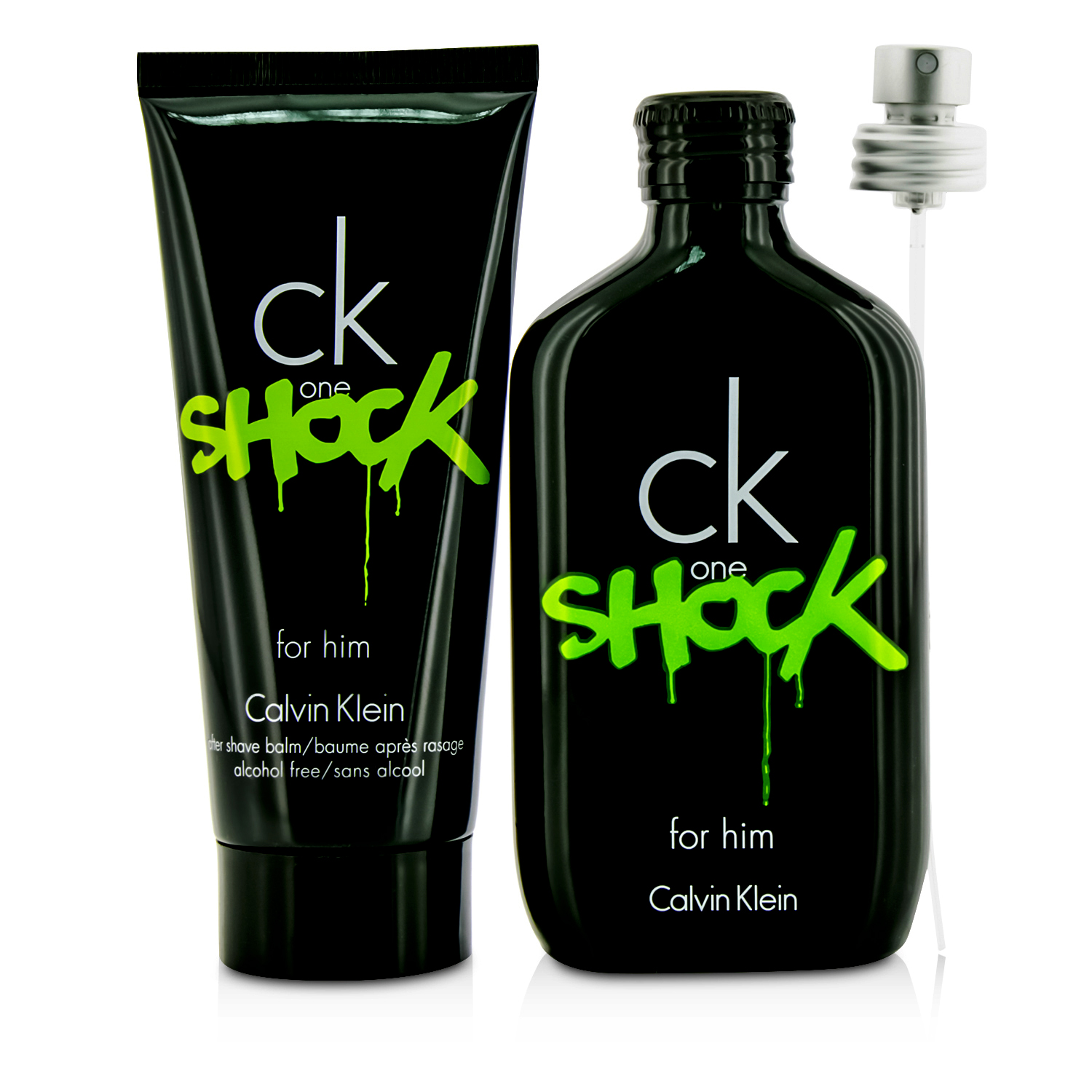 Calvin Klein CK One Shock For Him szett: Eau De Toilette spray 100ml/3.4oz + borotválkozás utáni balzsam 100ml/3.4oz 2pcs