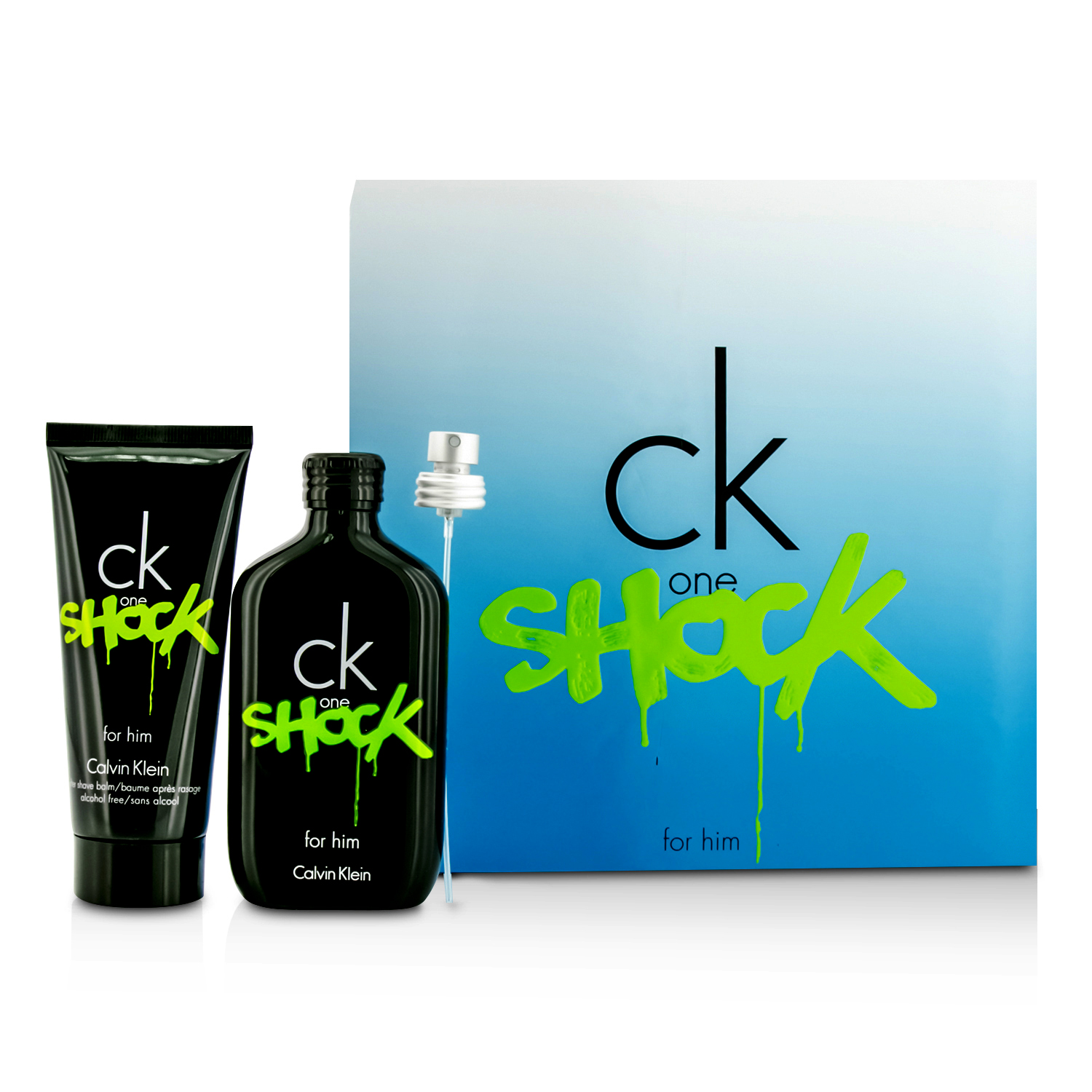 Calvin Klein CK One Shock For Him szett: Eau De Toilette spray 100ml/3.4oz + borotválkozás utáni balzsam 100ml/3.4oz 2pcs