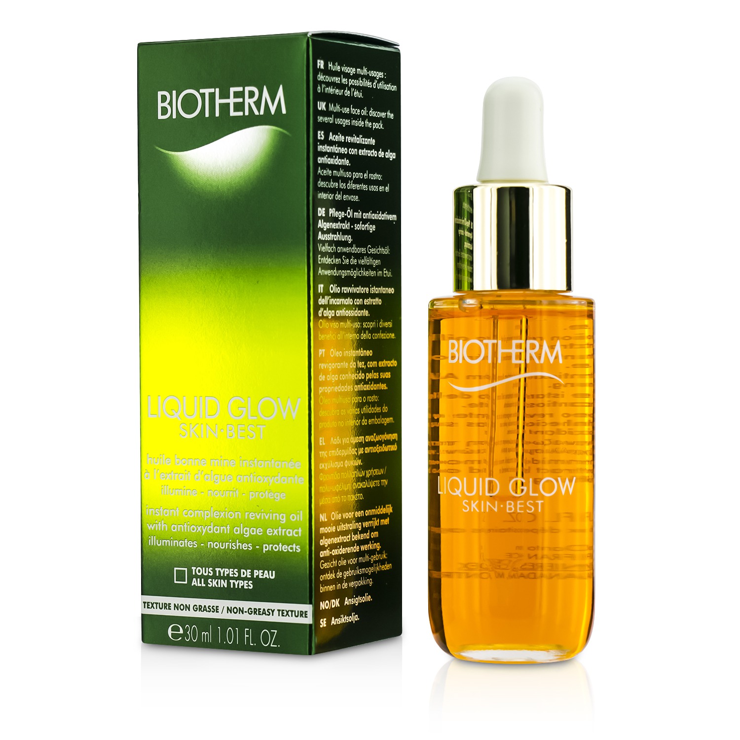 Biotherm Liquid Glow Skin Best Instant Complexion Reviving Oil with Antioxydant Algae Extract 30ml/1.01oz