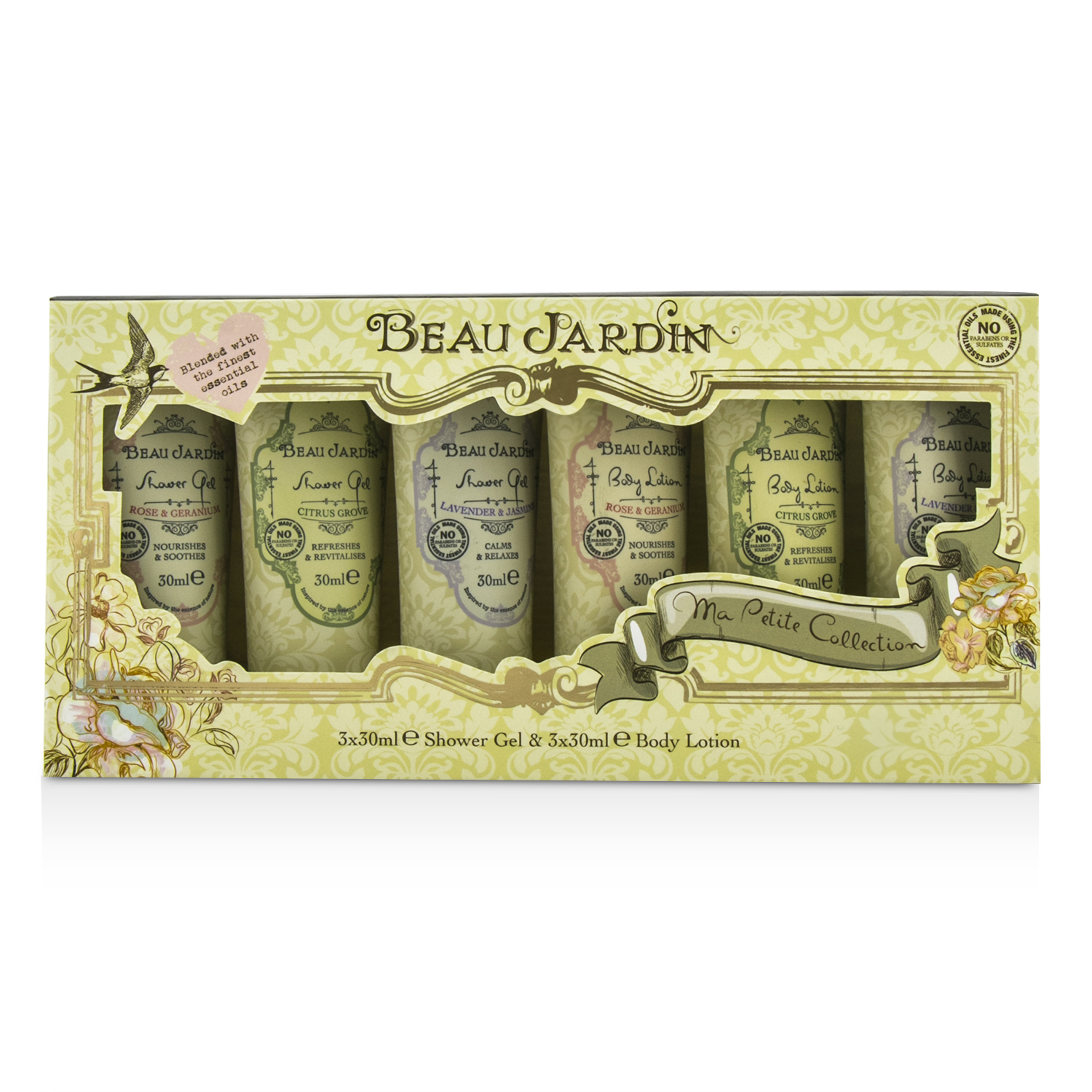 Heathcote & Ivory Beau Jardin Ma Petite Collection: 3x Shower Gel 30ml/1.01oz + 3x Body Lotion 30ml/1.01oz 6pcs