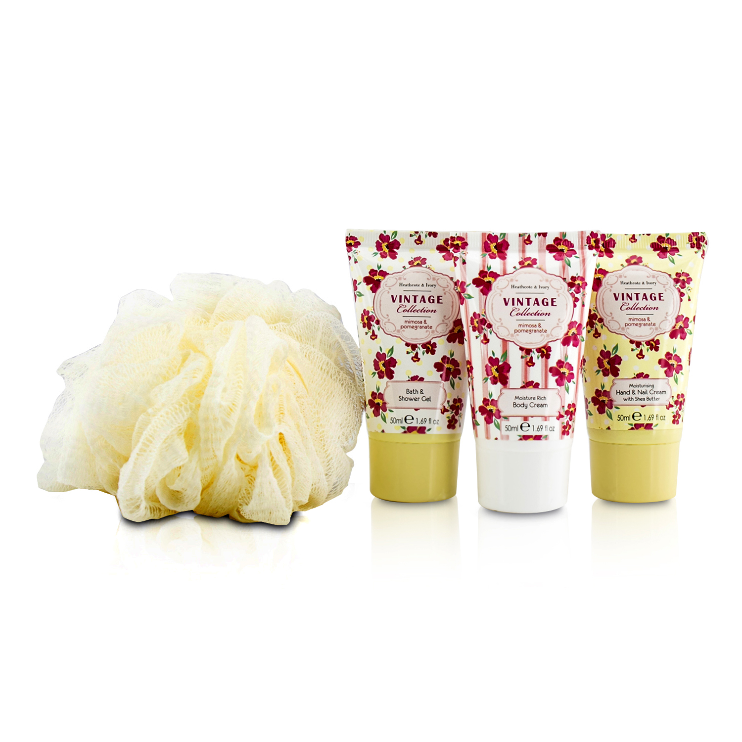 Heathcote & Ivory Vintage Rose Miniature Birdcage With Bath & Body Essentials: Bath & Shower Gel 50ml+Body Cream 50ml+ 4pcs