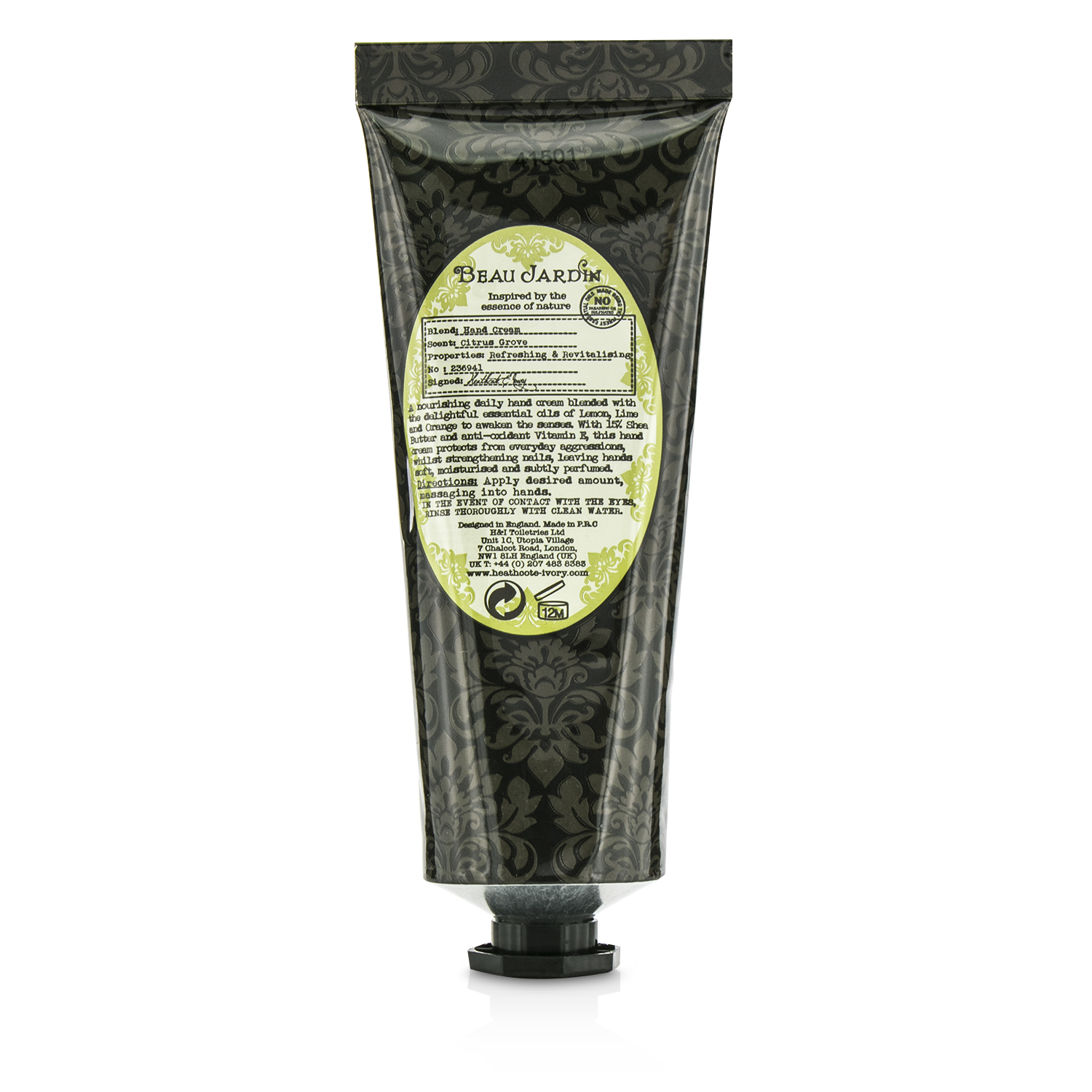 Heathcote & Ivory Beau Jardin Citrus Grove 15% Shea Butter Hand Cream 100ml/3.38oz