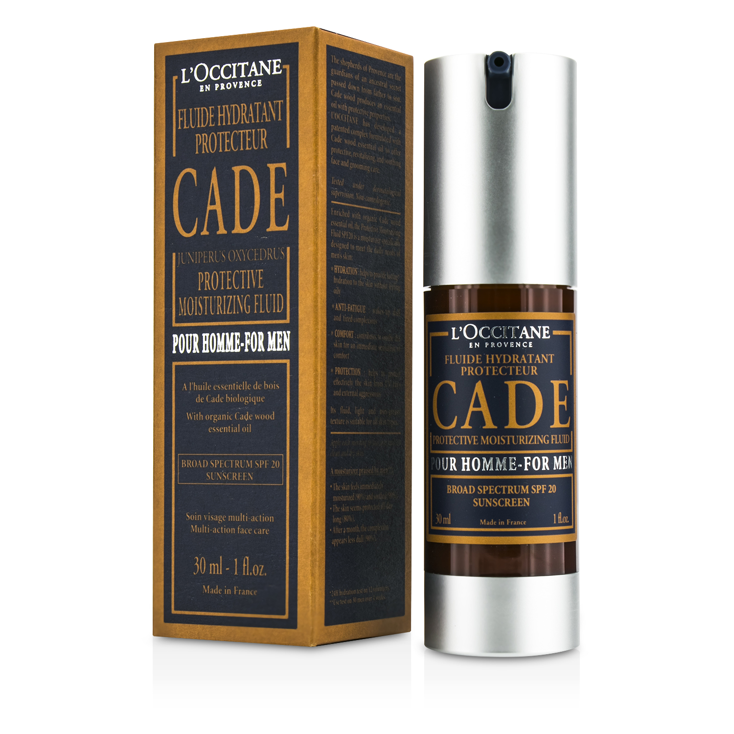 L'Occitane سائل مرطب واقٍ واسع الطيف Cade For Men SPF 20 30ml/1oz