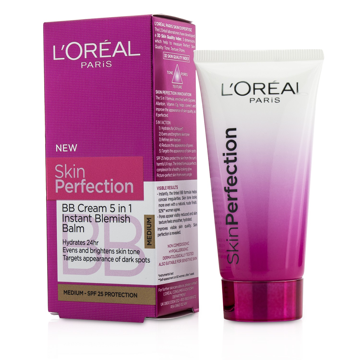 L'Oreal Skin Perfection BB Cream 5 in 1 Instant Blemish Balm SPF 25 50ml/1.69oz