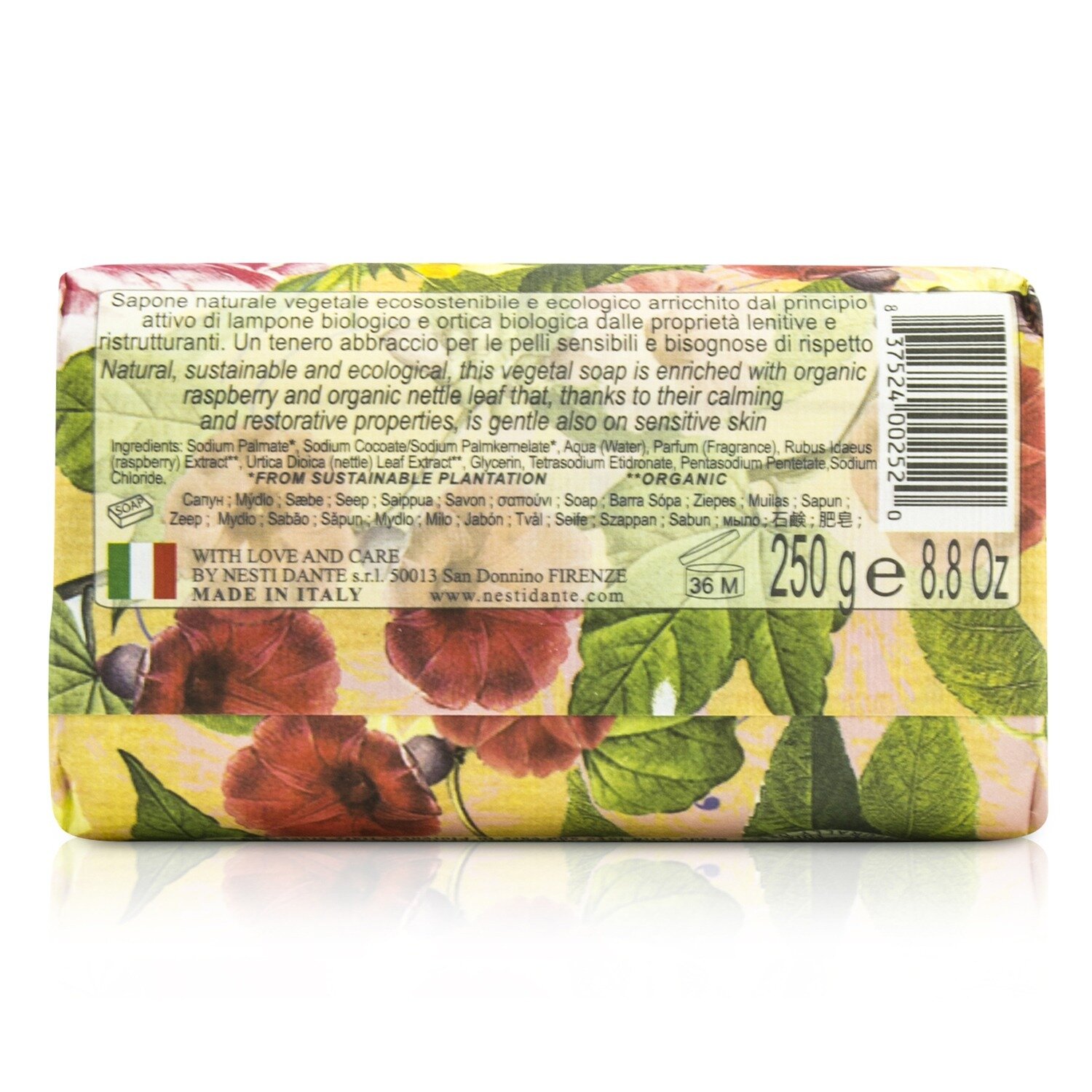 Nesti Dante สบู่ Bio Natura Sustainable Vegetal Soap - Wild Raspberry & Nettle 250g/8.8oz