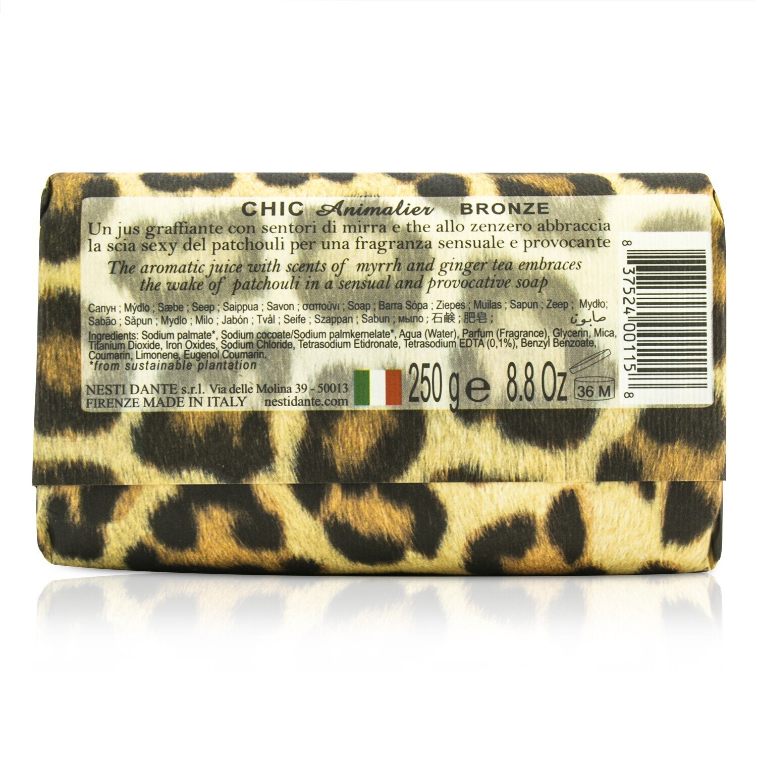 Nesti Dante Chic Animalier Φυσικό Σαπούνι - Myrrh, Ginger Tea & Patchouli 250g/8.8oz