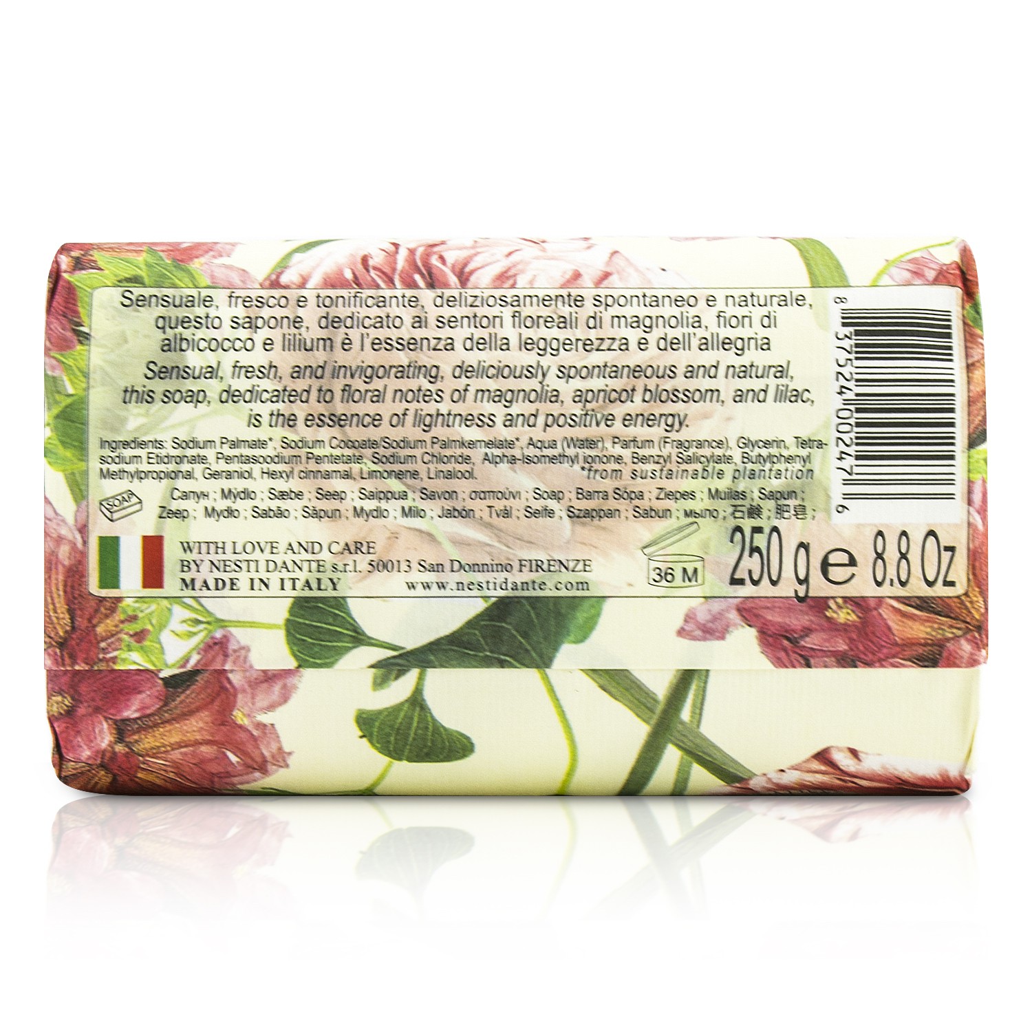 Nesti Dante Dolce Vivere Fine Natural Soap - Pisa - White Magnolia, Apricot Blossom & Lilium 250g/8.8oz