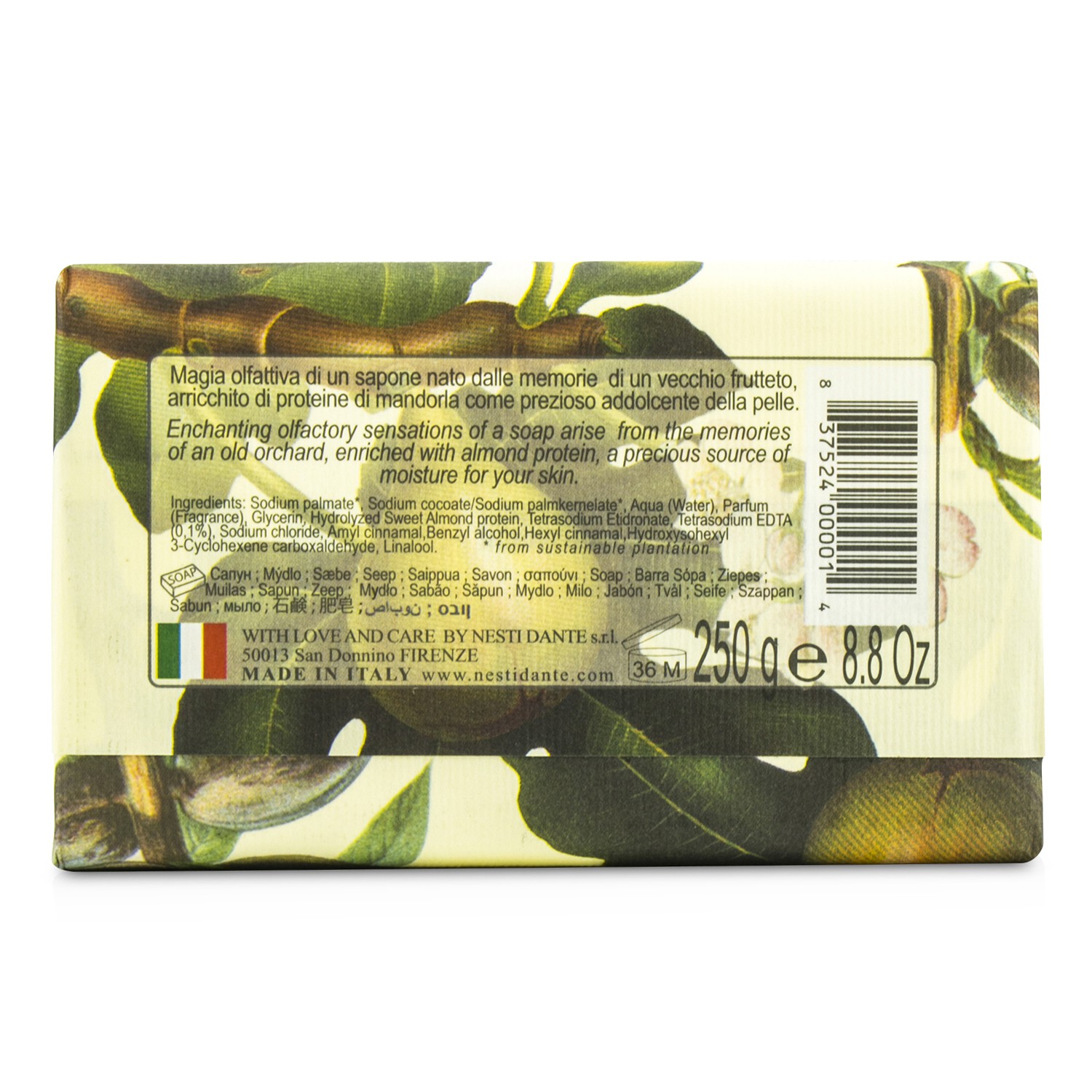 Nesti Dante Il Frutteto Soothing Soap - Fig & Almond Milk - סבון מרגיע תאנה וחלב שקדים 250g/8.8oz