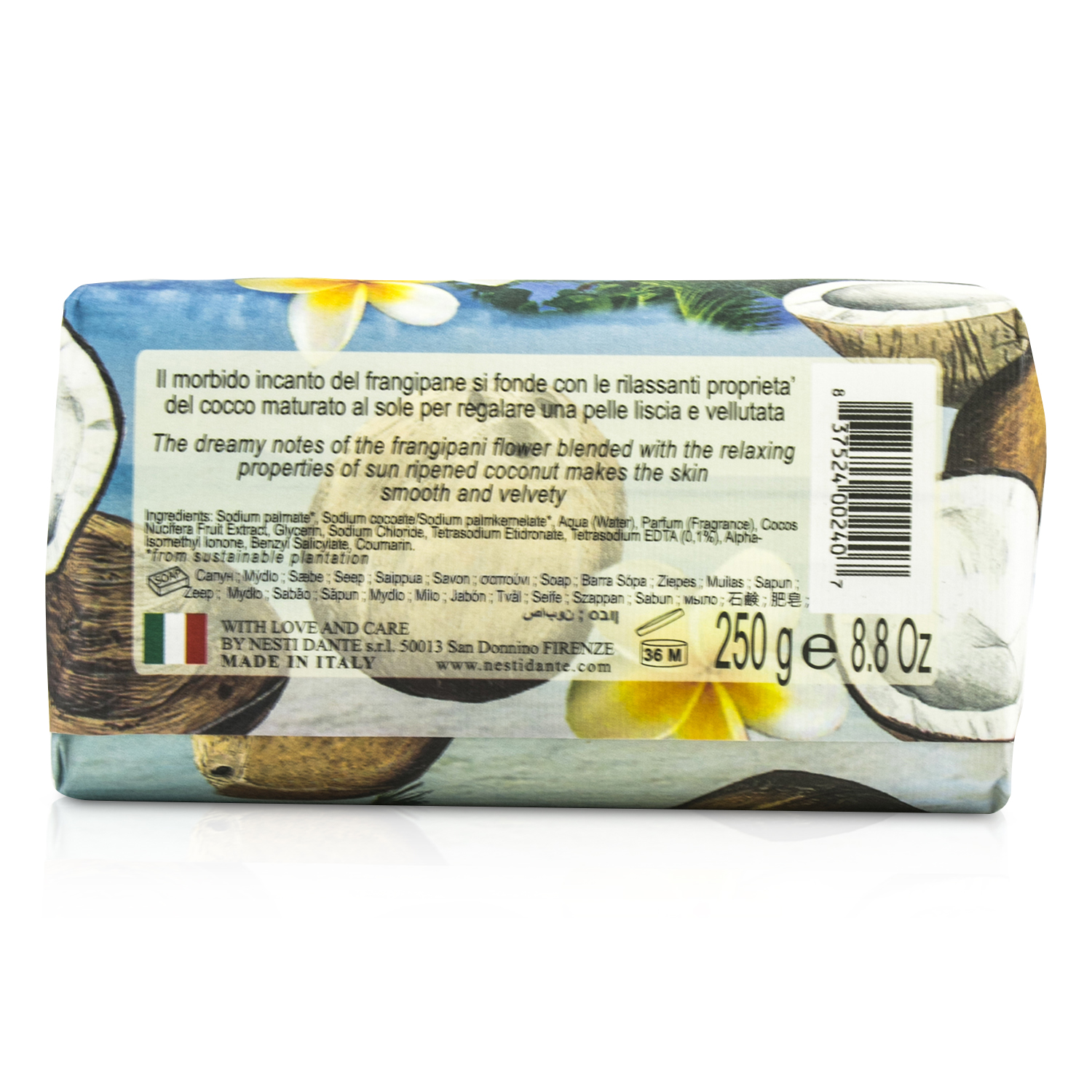 Nesti Dante Paradiso Tropicale Triple Milled Natural Soap - St. Barth's Coconut & Frangipani 250g/8.8oz