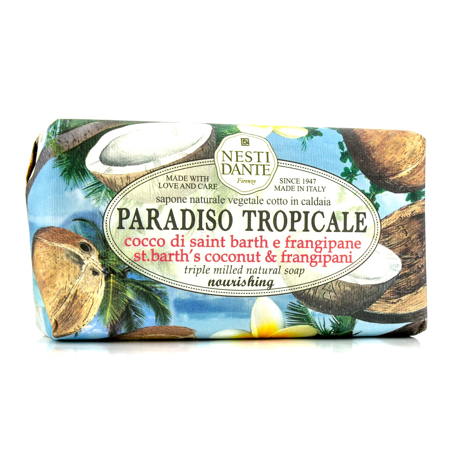 Nesti Dante صابون طبيعي ثلاثي مطحون Paradiso Tropicale - بجوز الهند والفرانغيباني 250g/8.8oz