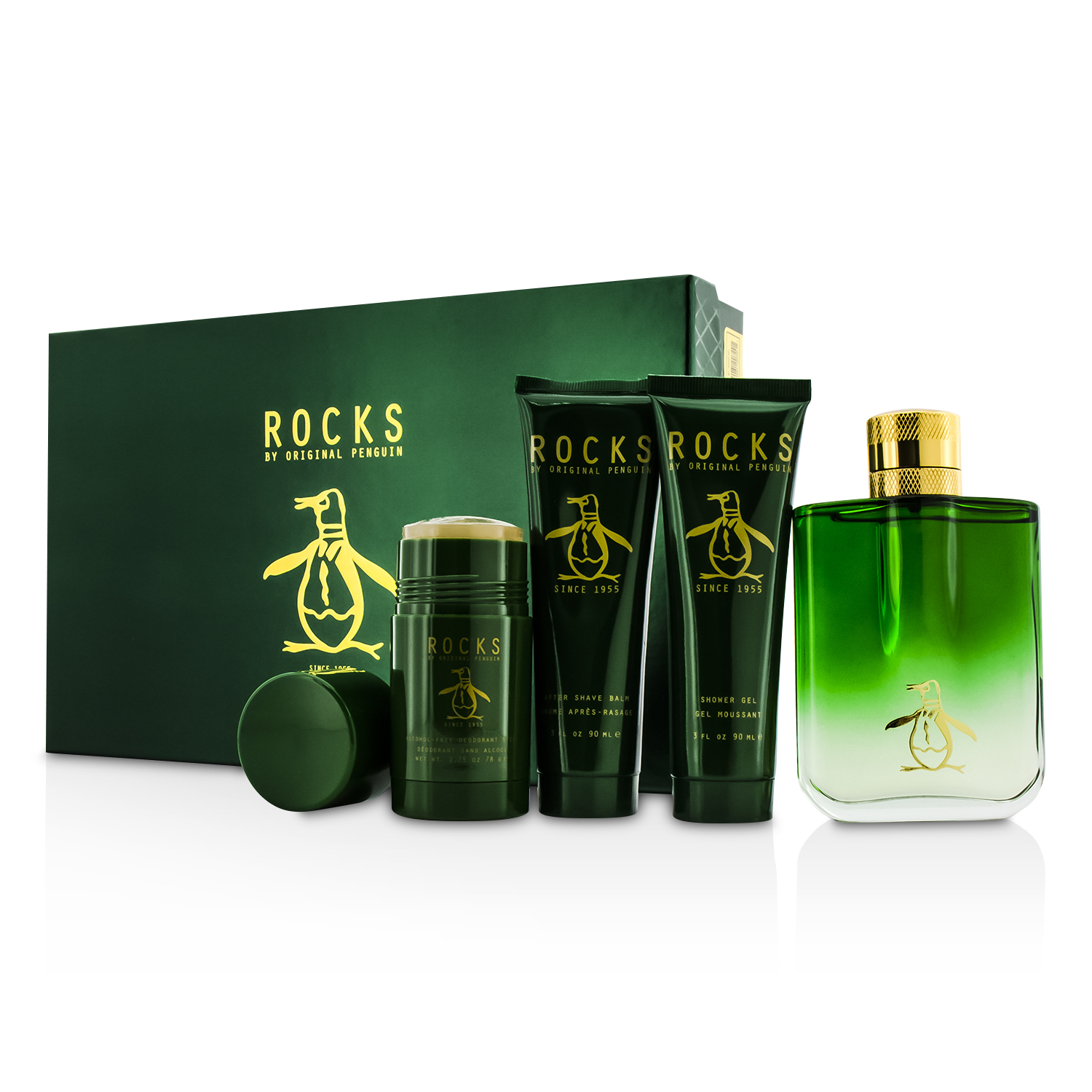 Original Penguin Rocks Coffret: Eau De Toilette Spray 100ml/3.4oz + After Shave Balm 90ml/3oz + Deodorant Stick 78g/2.75oz + Shower Gel 90ml/3oz 4pcs