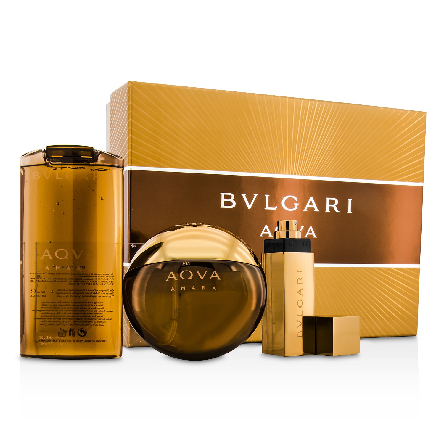 Bvlgari Aqva Amara Coffret: Eau De Toilette Spray 100ml/3.4oz + Shampoo & Shower Gel 200ml/6.8oz + Eau De Toilette Spray 15ml/0.5oz 3pcs