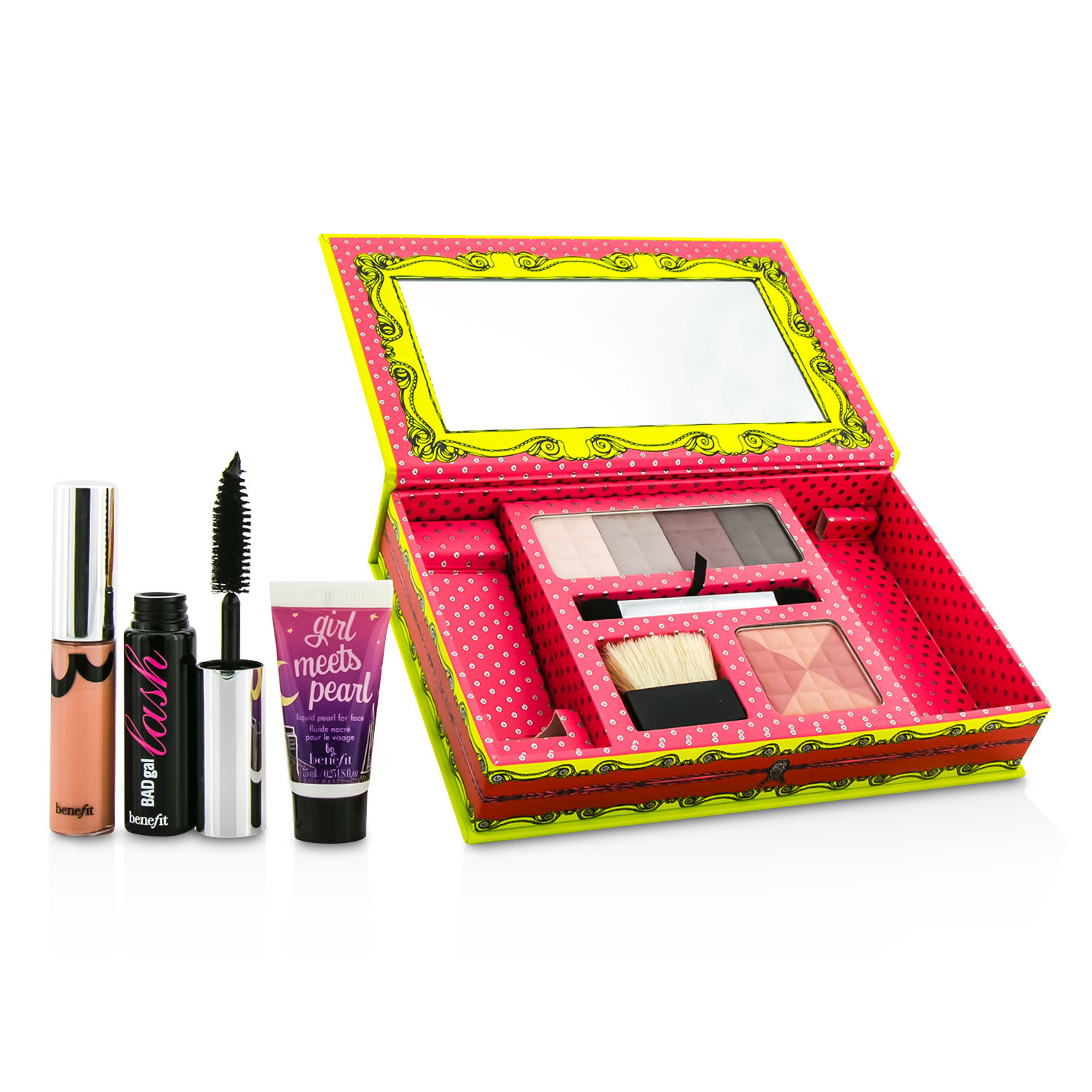 Benefit I'm Glam Therefore I am Makeup Kit: 1x Liquid Pearl, 1x Glamming Powder, 1x Lip Gloss, 1x Mascara, 1x Eyeshadow... 7pcs