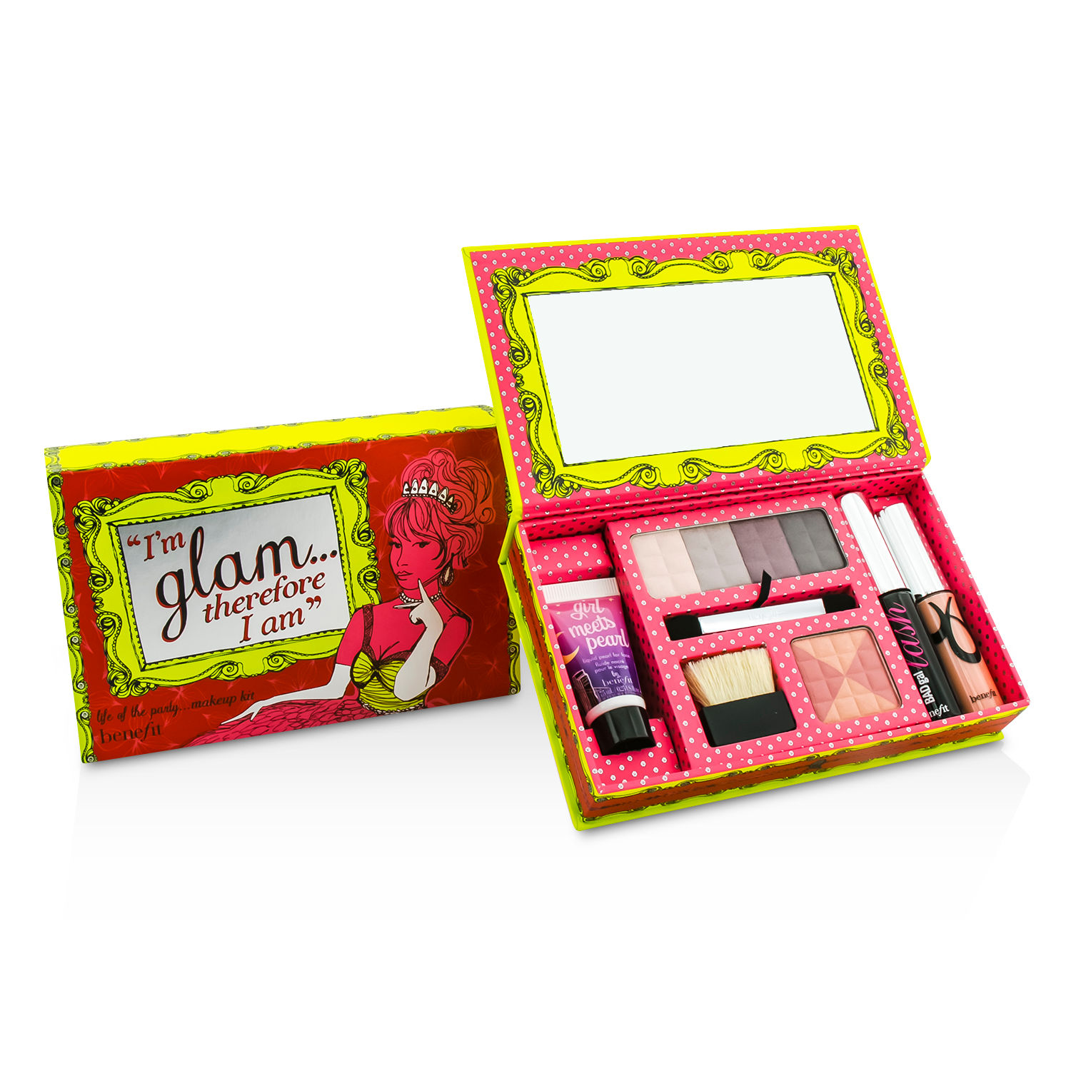 Benefit I'm Glam Therefore I am Makeup Kit: 1x Liquid Pearl, 1x Glamming Powder, 1x Lip Gloss, 1x Mascara, 1x Eyeshadow... 7pcs