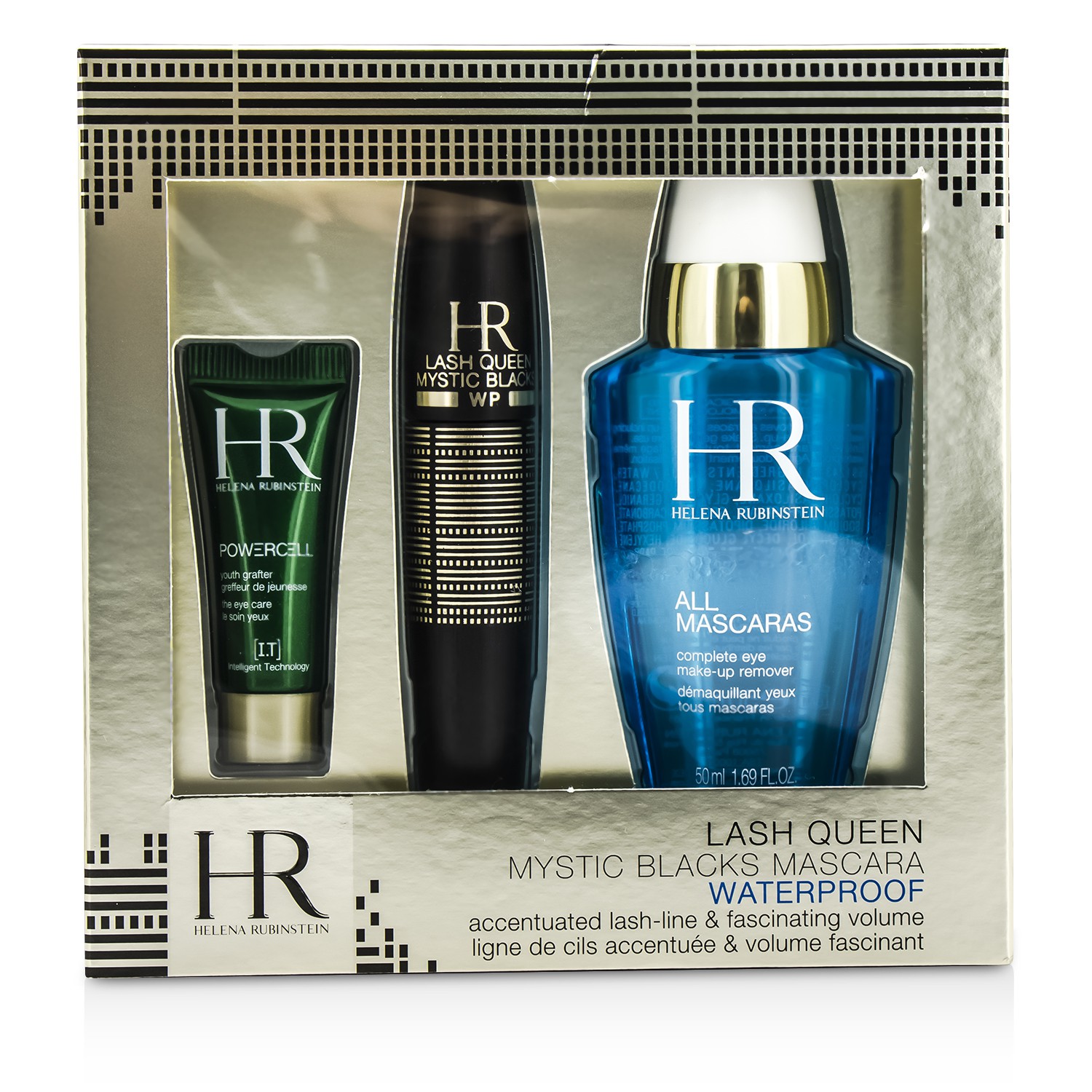 Helena Rubinstein Lash Queen Mystic Blacks Waterproof Mascara Set: Mascara 7ml/0.24oz + MakeUp Remover 50ml/1.69oz + Powercell 3ml/0.15oz 3pcs