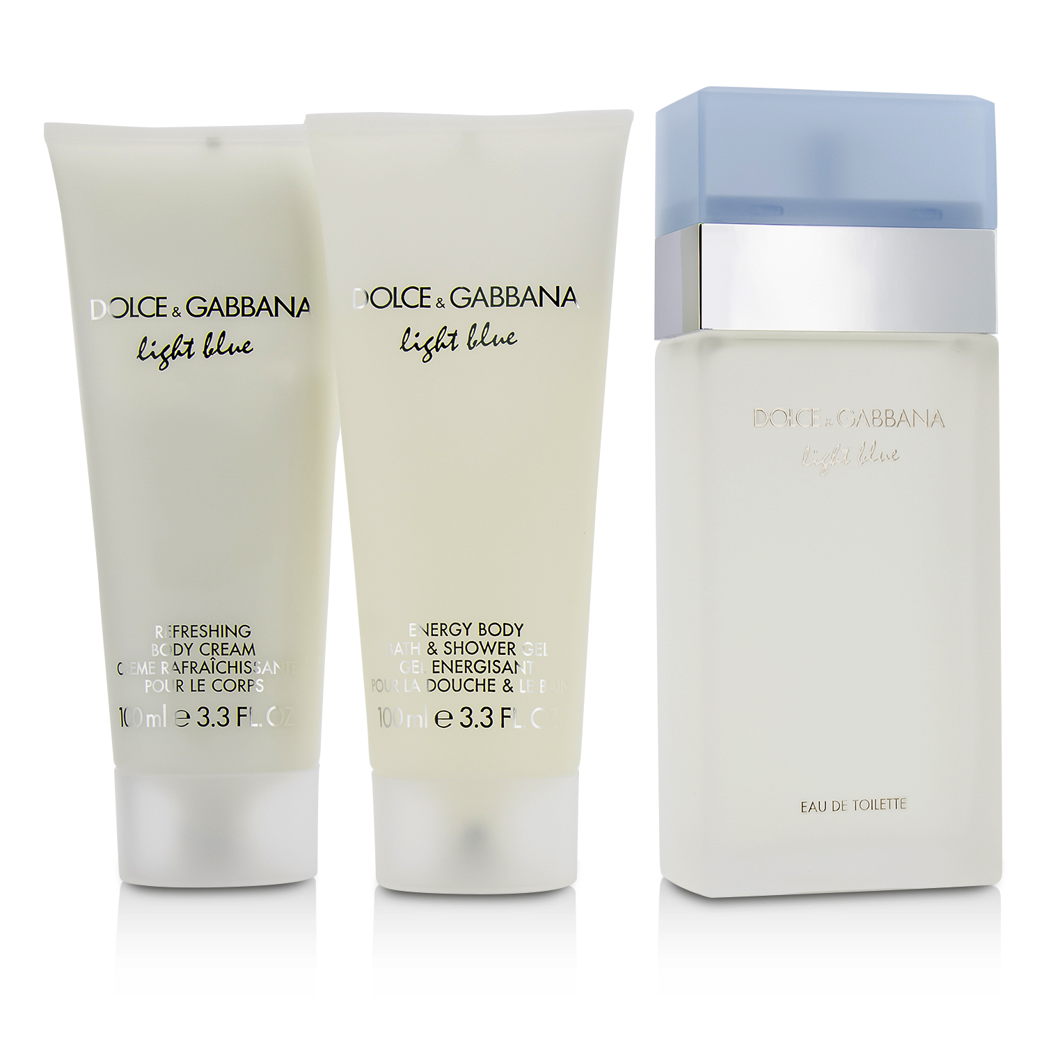 Dolce & Gabbana Light Blue Gift Coffret: Eau De Toilette Spray 100ml/3.3oz + Body Cream 100ml/3.3oz + Bath & Shower Gel 100ml/3.3oz 3pcs