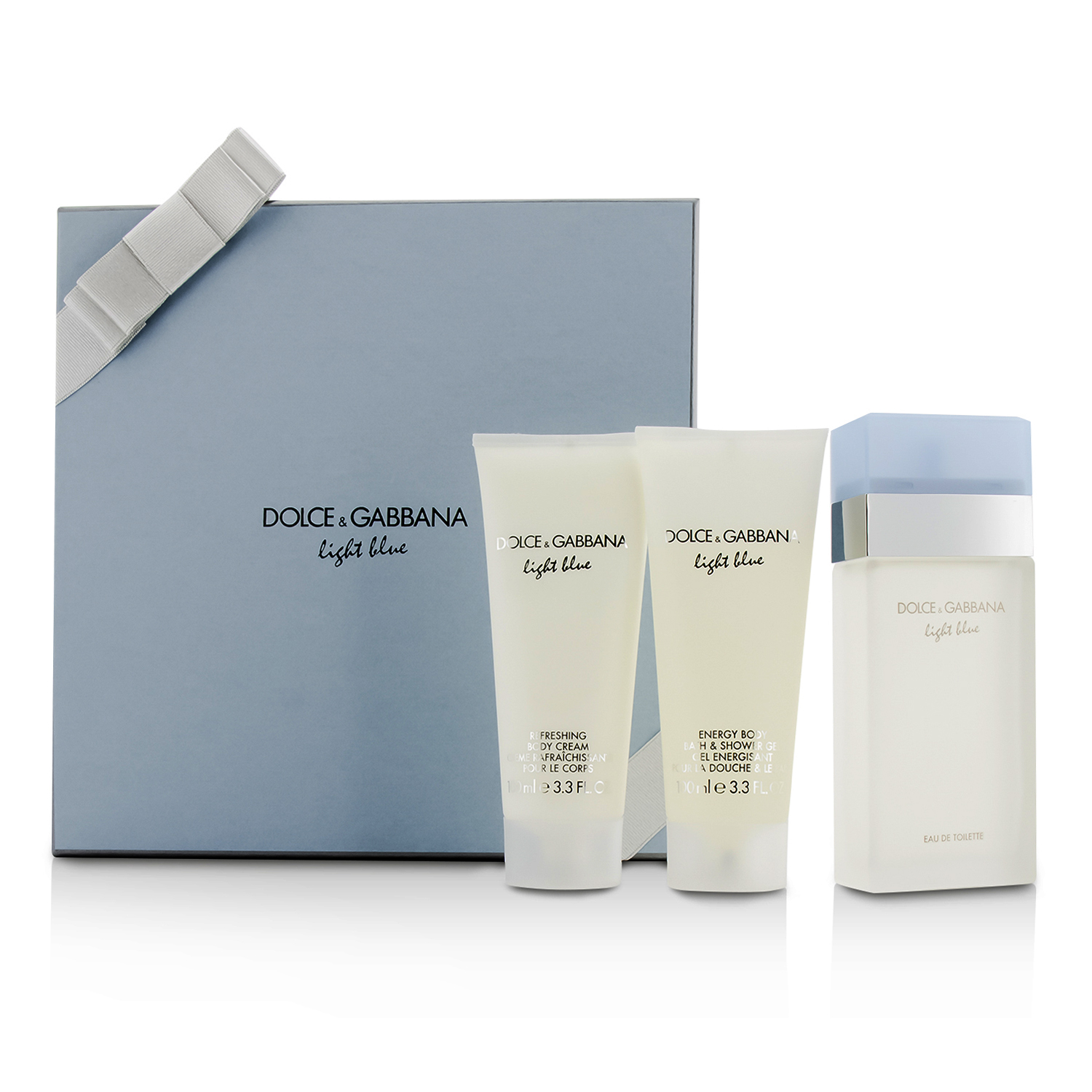 ドルチェ＆ガッバーナ　 Dolce & Gabbana ライトブルー ギフト コフレ: EDT SP 100ml/3.3oz + ボディクリーム 100ml/3.3oz + バス＆シャワージェル 100ml/3.3oz 3pcs