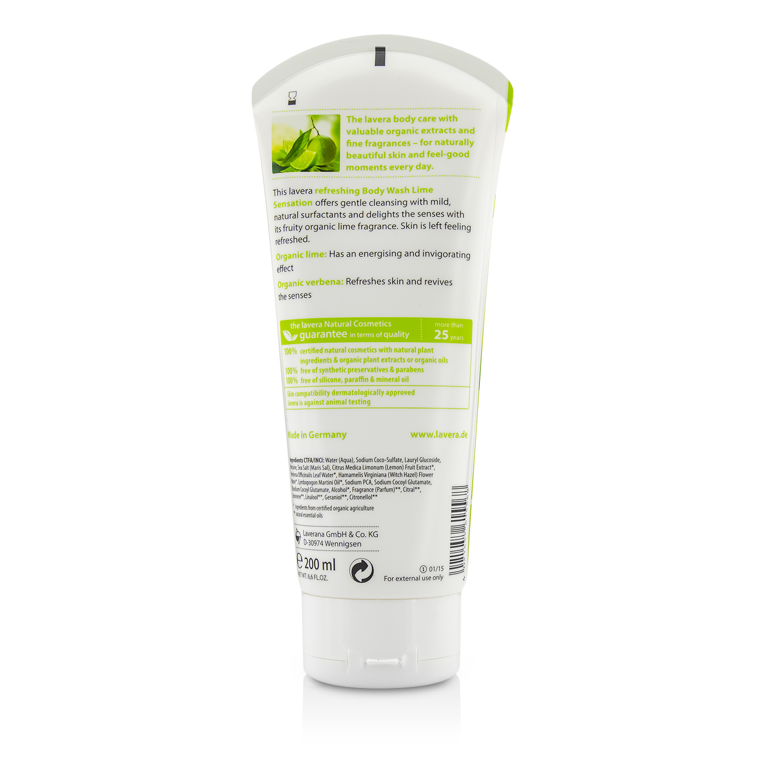 Lavera Organic Lime & Verbena Освежающий Гель для Душа 200ml/6.6oz