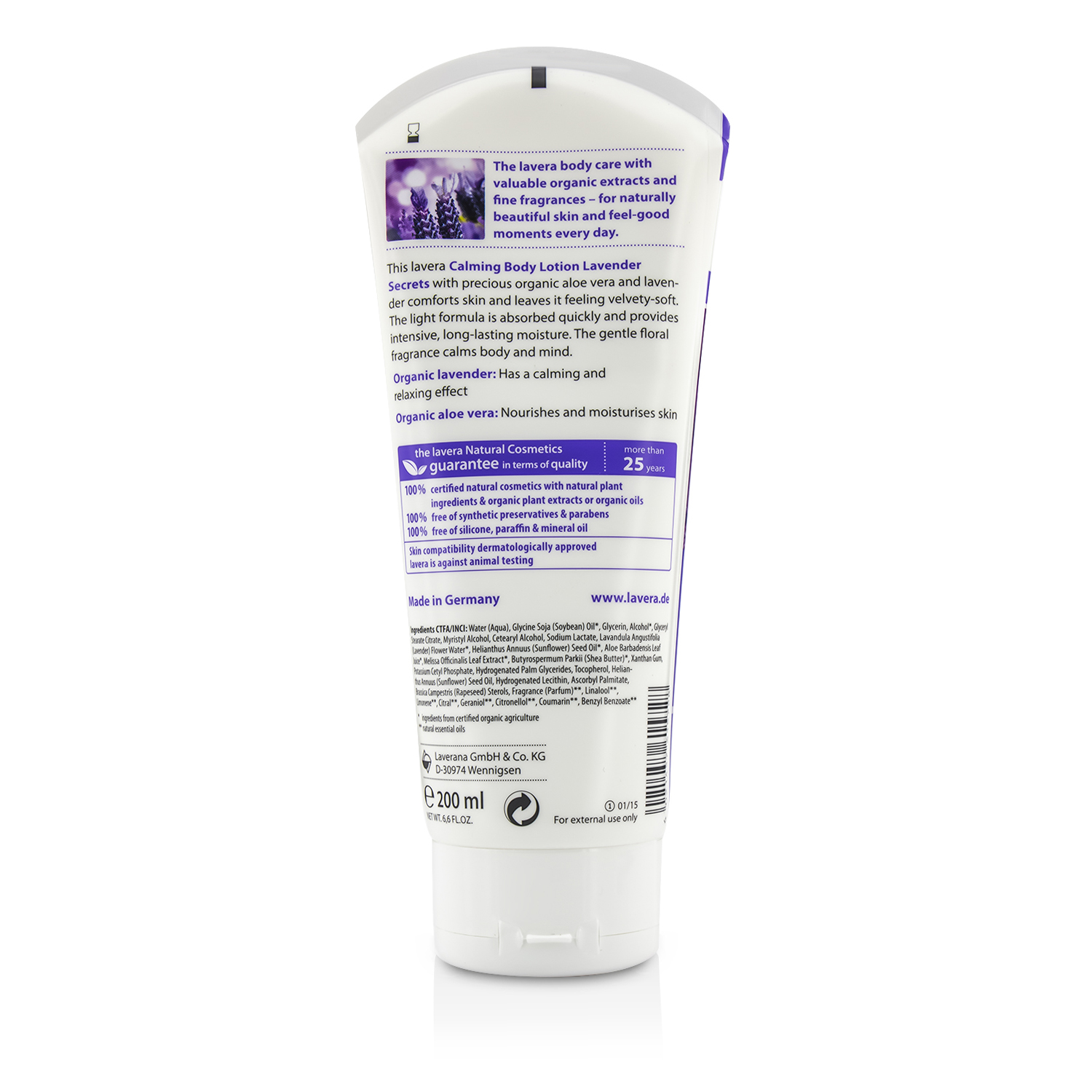 Lavera Organic Lavender & Aloe Vera Calming Body Lotion - Vartalon Kosteusvoide 200ml/6.6oz