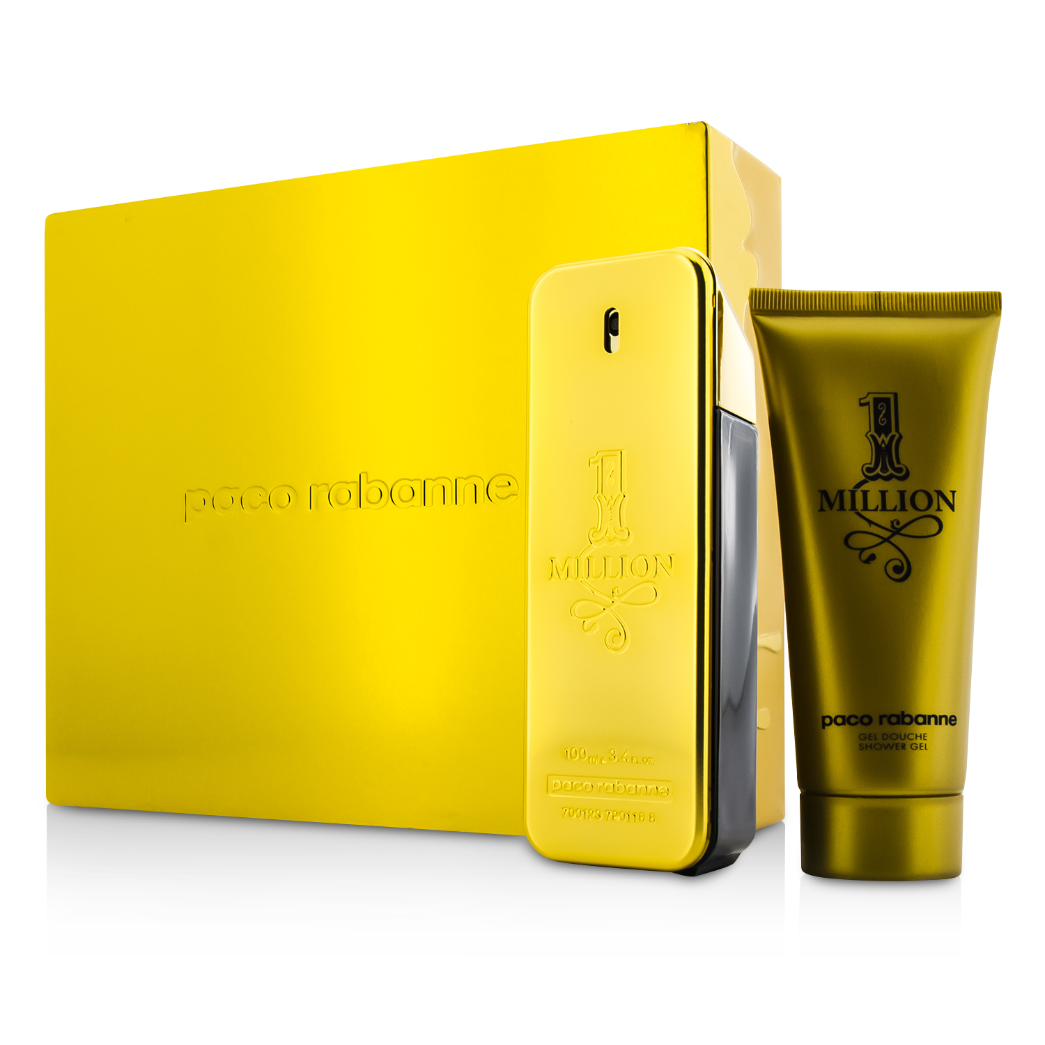 Paco Rabanne One Million Coffret: Eau De Toilette Spray 100ml/3.4oz + Shower Gel 100ml/3.4oz (Can Box) 2pcs