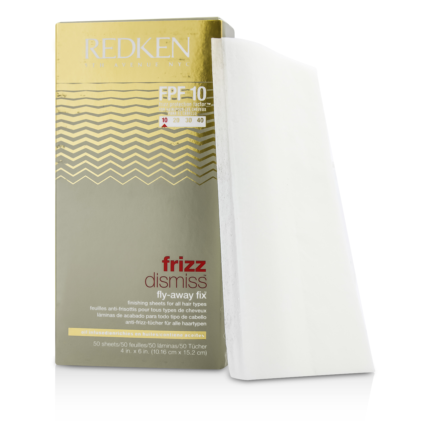 Redken Frizz Dismiss FPF10 Fly-Away Fix Finishing Sheets - דפי פיניש אנטי-קרזול לכל סוגי העור 50 Sheets