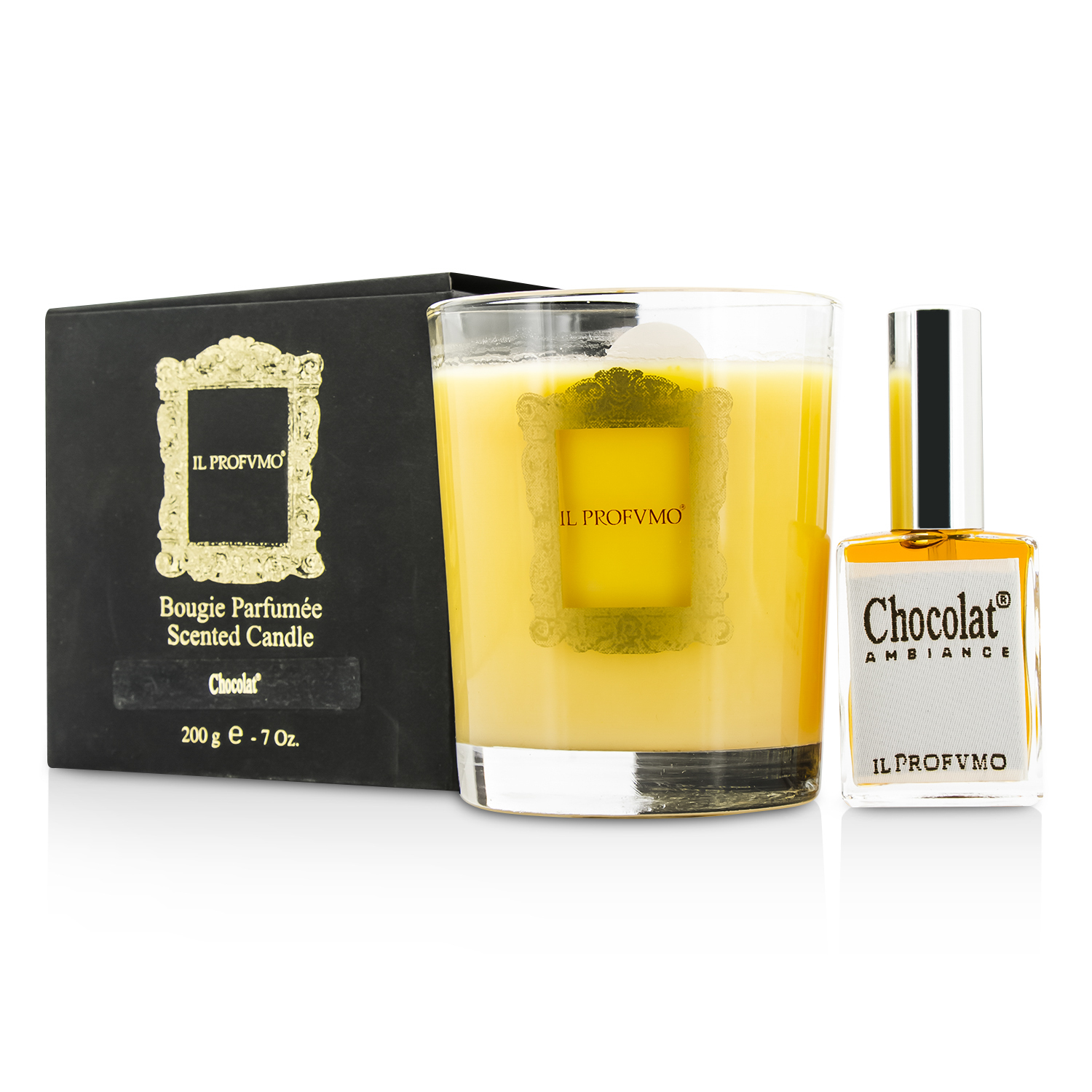 Il Profvmo شمع معطر - Chocolat (مع سبراي معطر للغرف 5مل/0.5 أوقية) 200g/0.7oz