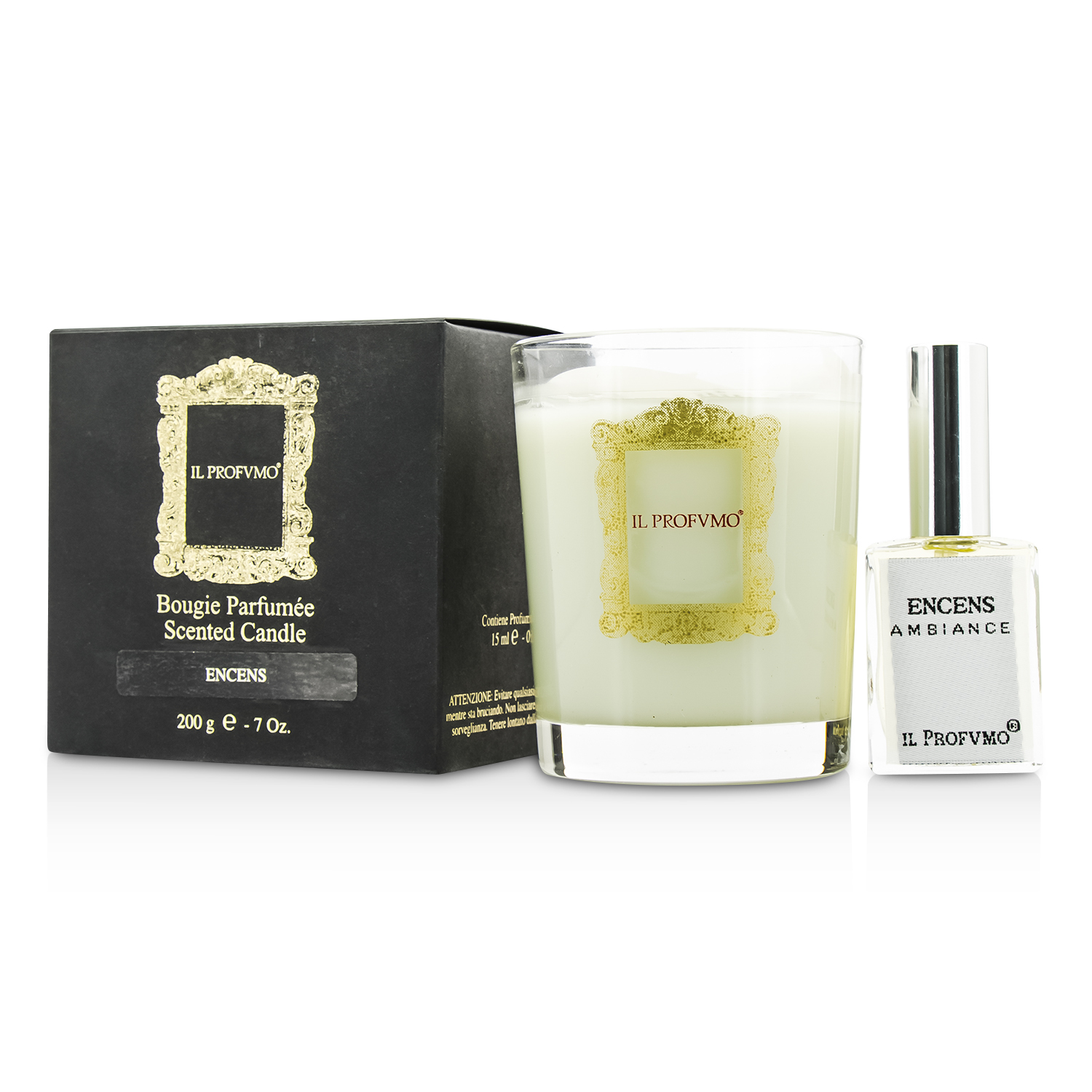 Il Profvmo Scented Candle - Encens (with Room Frangrance Spray 15ml/0.5oz) 200g/7oz