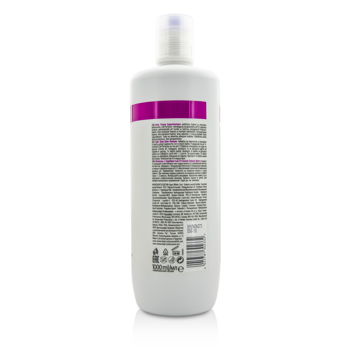 Schwarzkopf BC Color Freeze pH 4.5 Silver Champú (Para Cabello Ilumiando, Gris) 1000ml/33.8oz