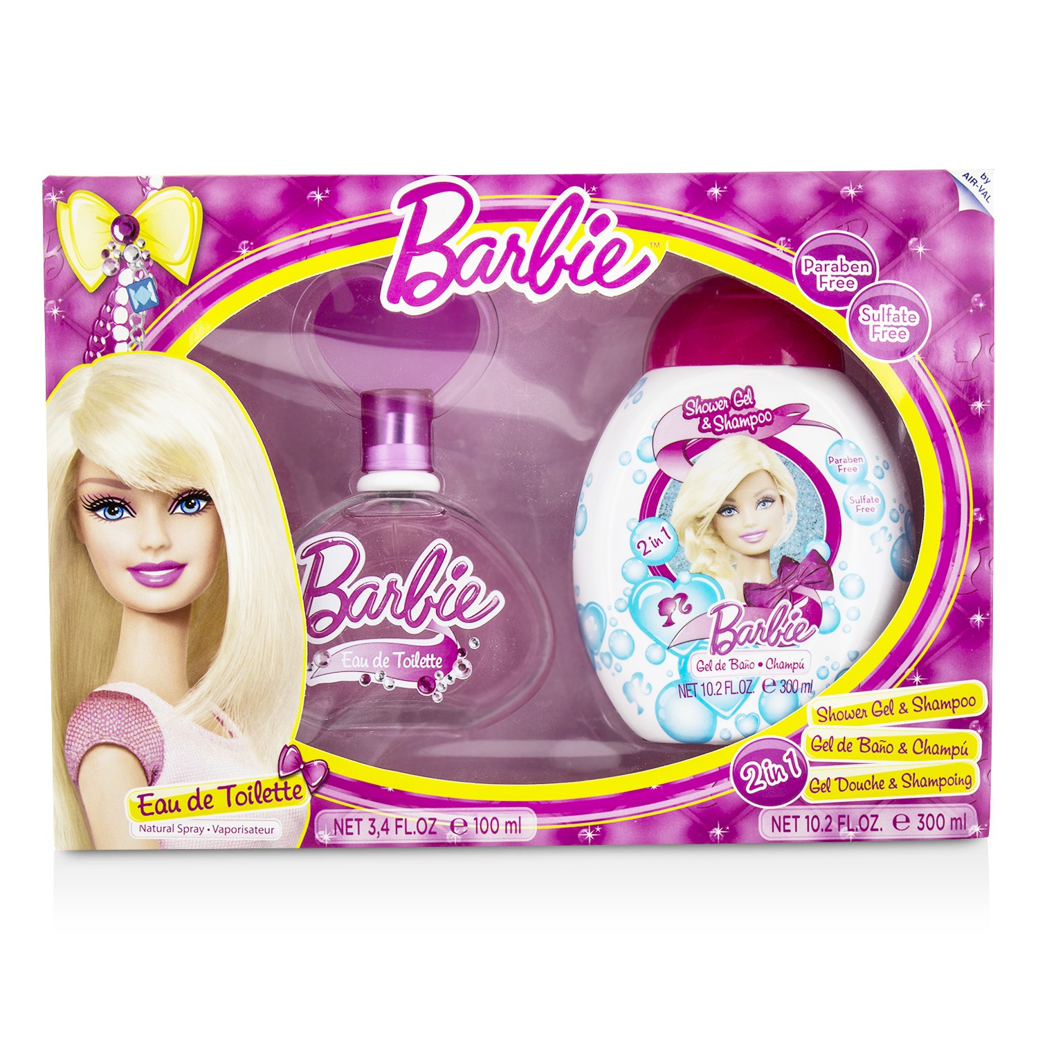 Air Val International Barbie Coffret: Eau De Toilette Spray 100ml/3.4oz + Shower Gel & Shampoo 300ml/10.2oz 2pcs