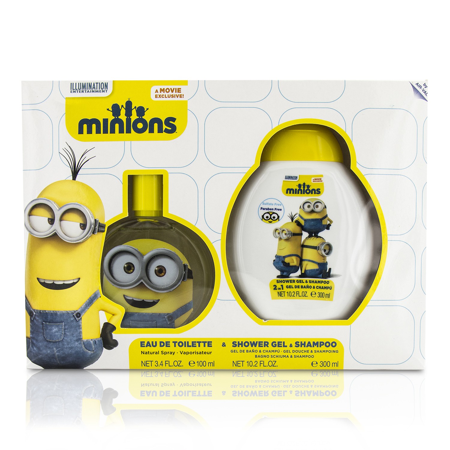 Air Val International مجموعة Minions: ماء تواليت سبراي 100مل/3.4 أوقية + جل الدش والشامبو 300مل/10.2 أوقية 2pcs